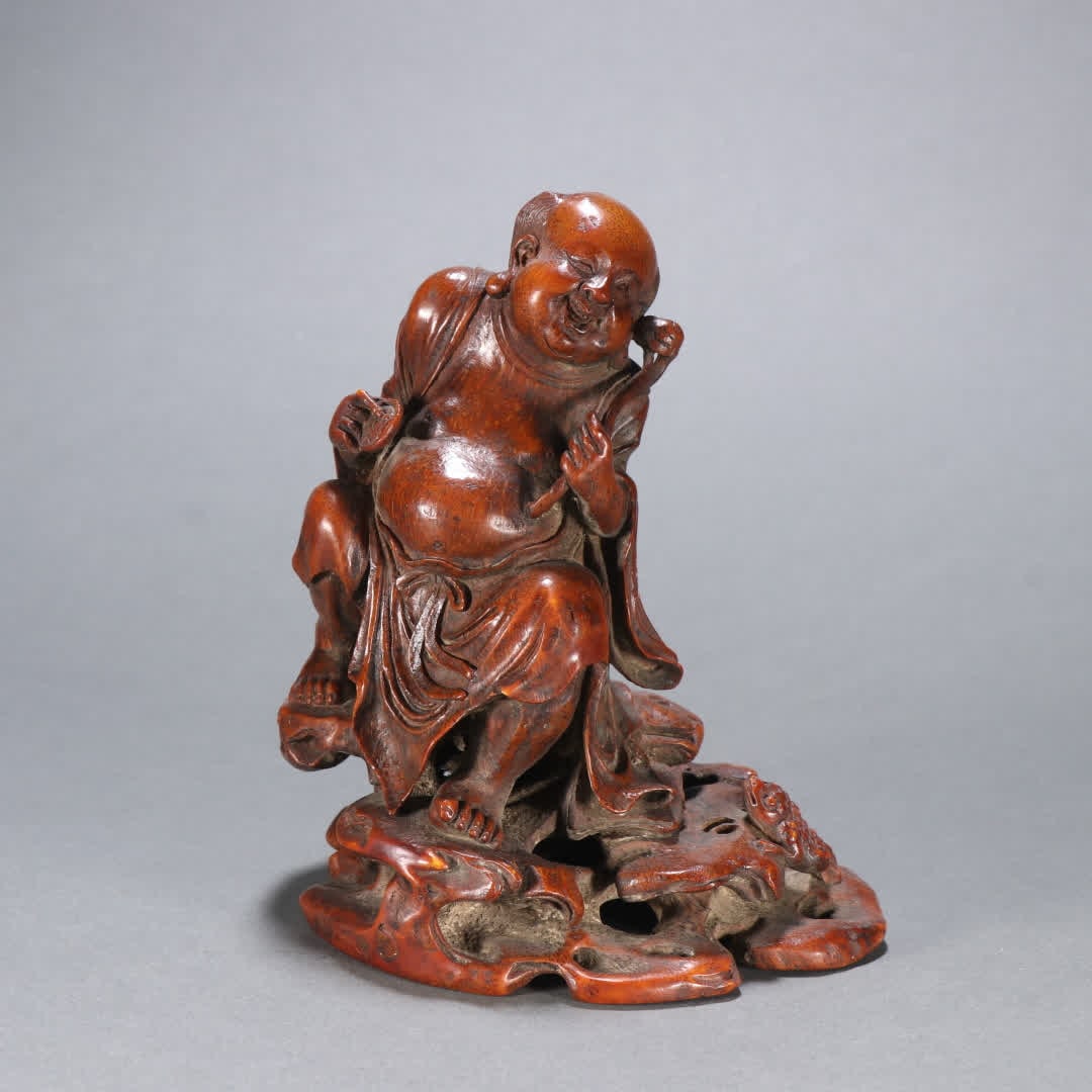 A Qing Dynasty bamboo carving bangs play golden toad ornament (1 of 9)