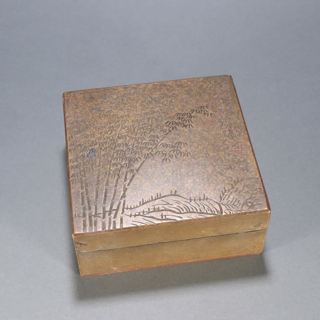 A Qing Dynasty copper bamboo poetry cartridge (1 of 9)
