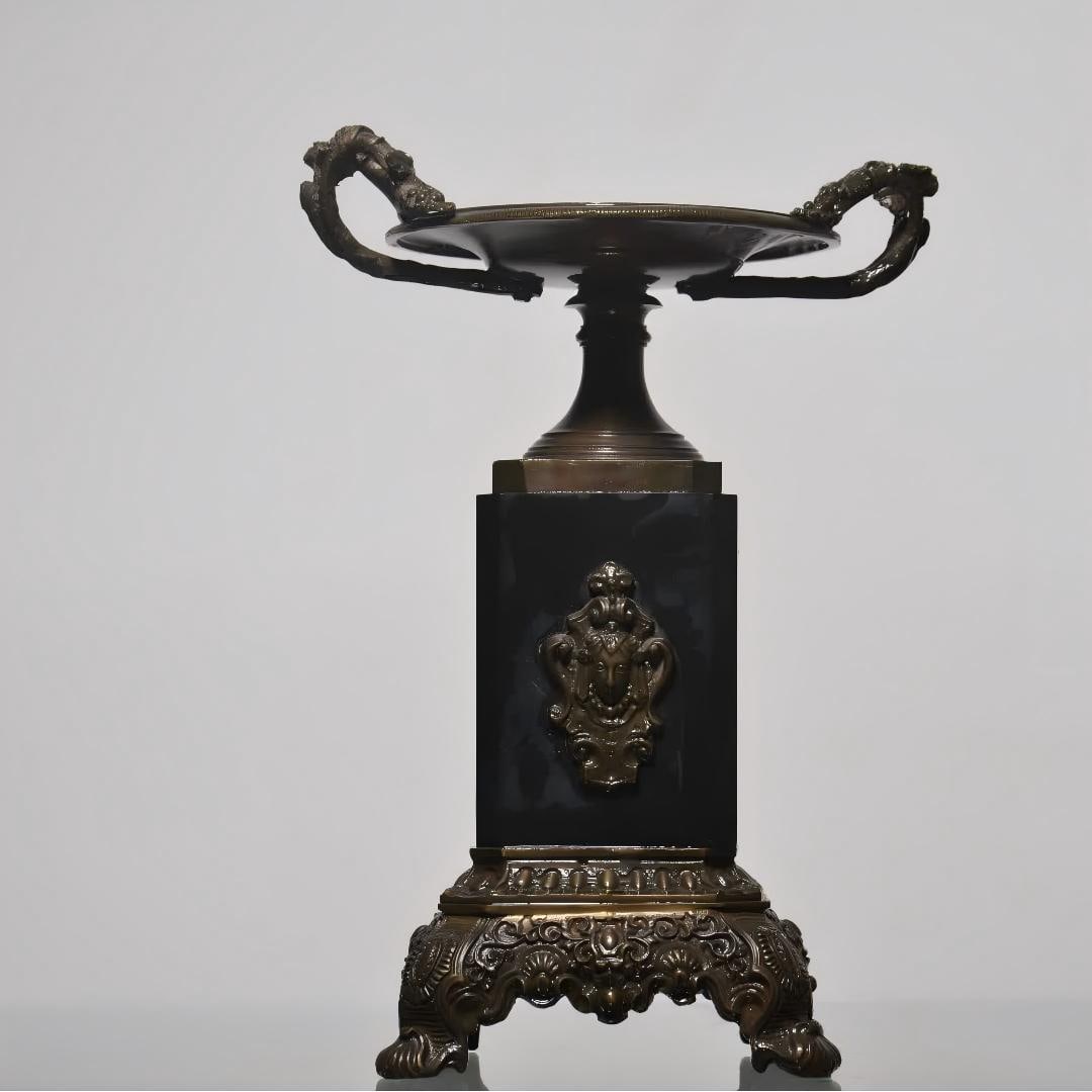 A 19th-century French bronze marble offering plate (1 of 9)