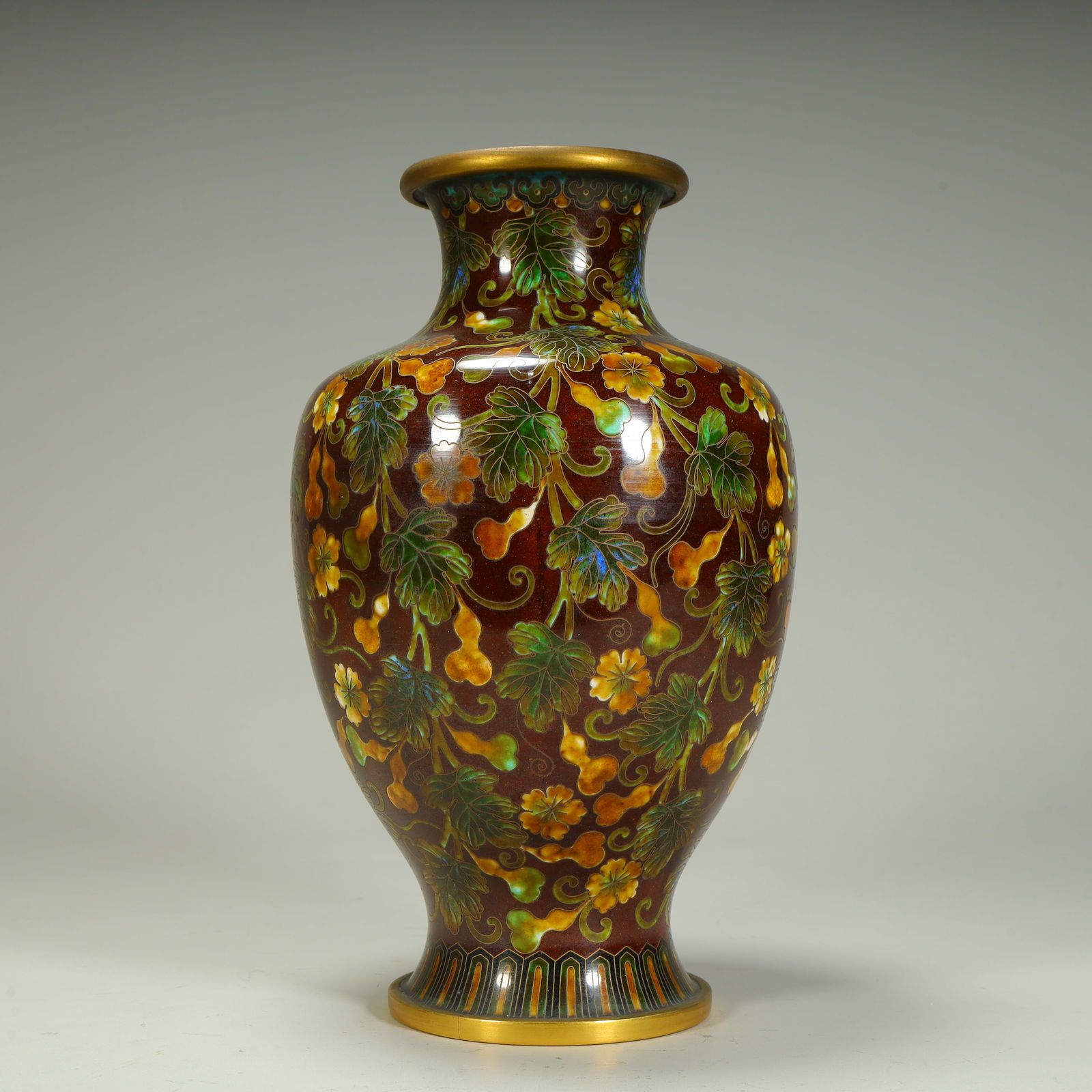 A cloisonné enamel gourd pattern bottle - 2
