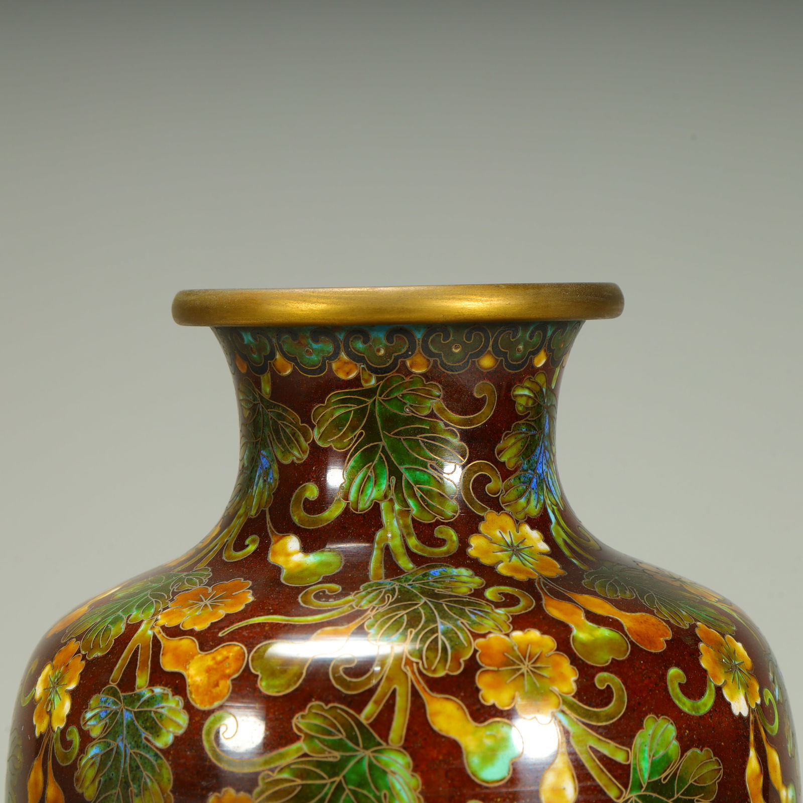 A cloisonné enamel gourd pattern bottle - 3