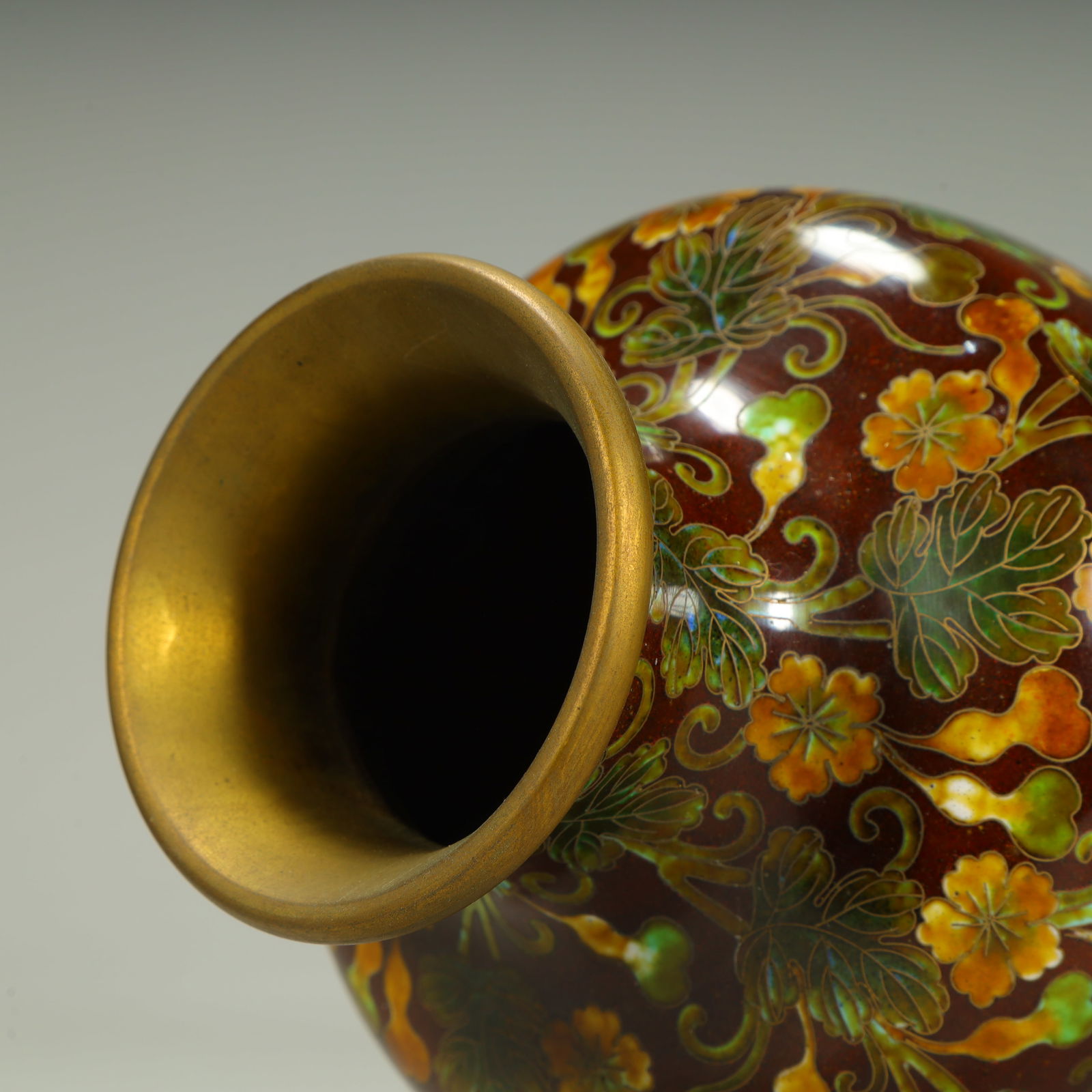 A cloisonné enamel gourd pattern bottle - 9