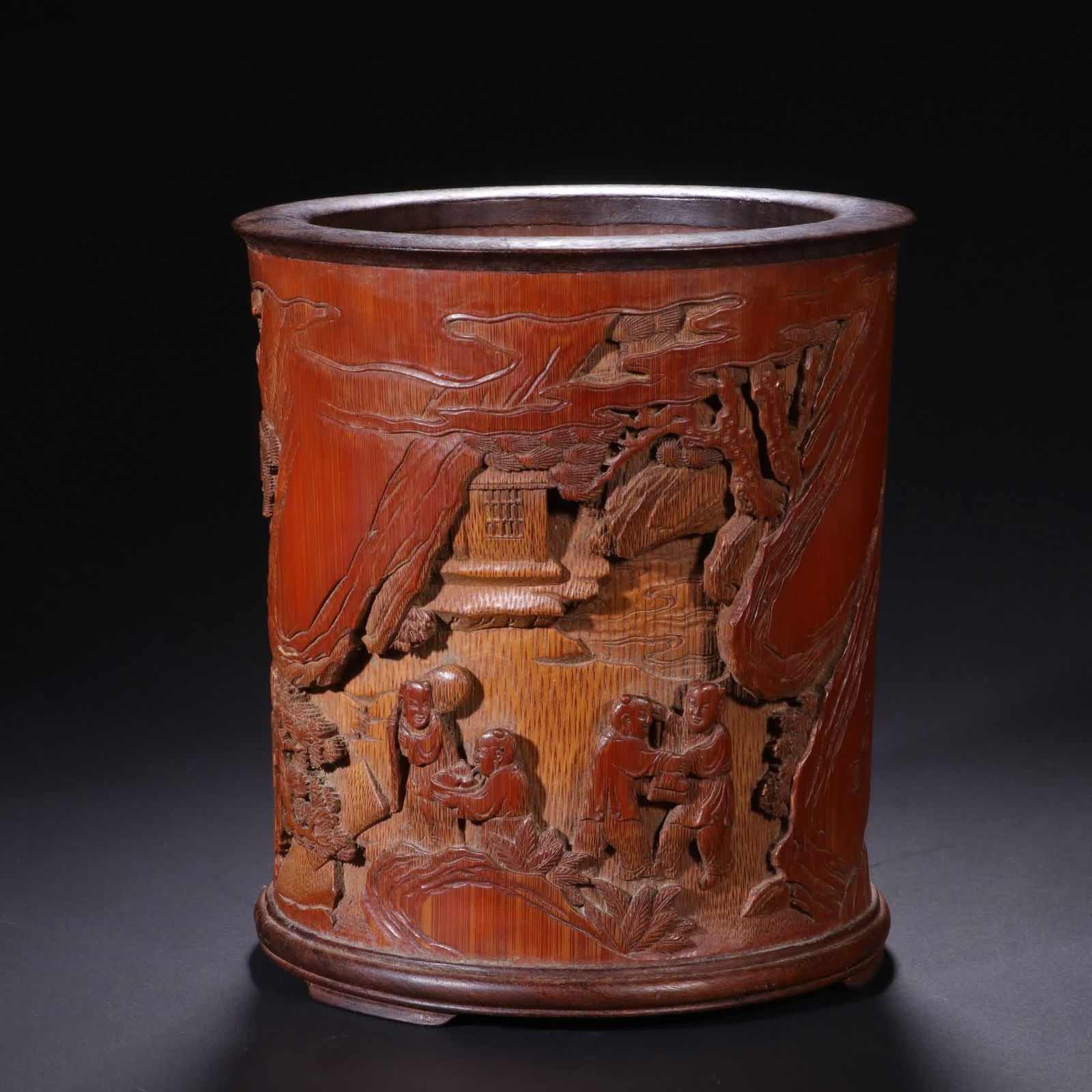 A Qing Dynasty bamboo carved Panasonic figure pen holder (1 of 9)