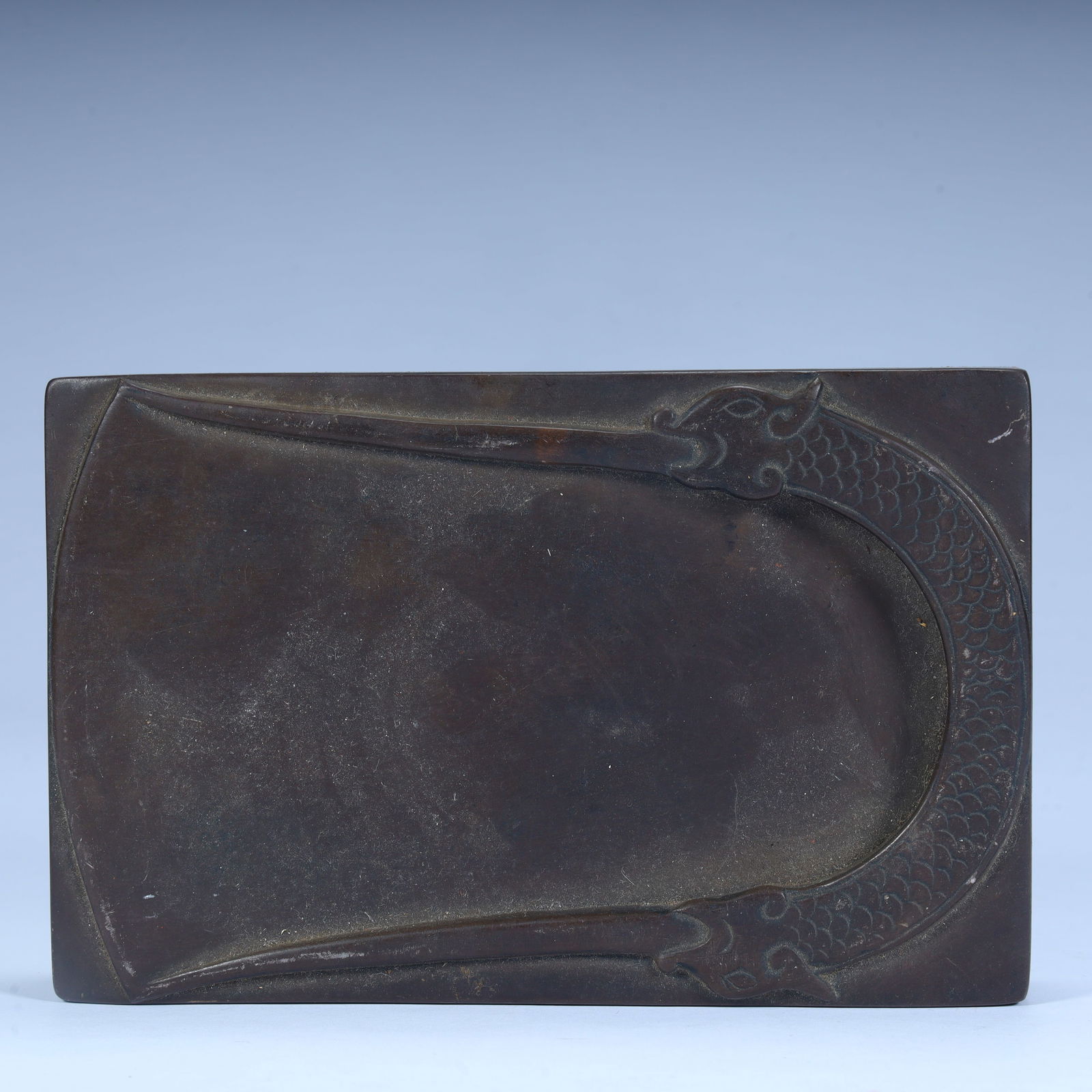 A rectangular inkstone with a dragon pattern in the Qing Dynasty - 5
