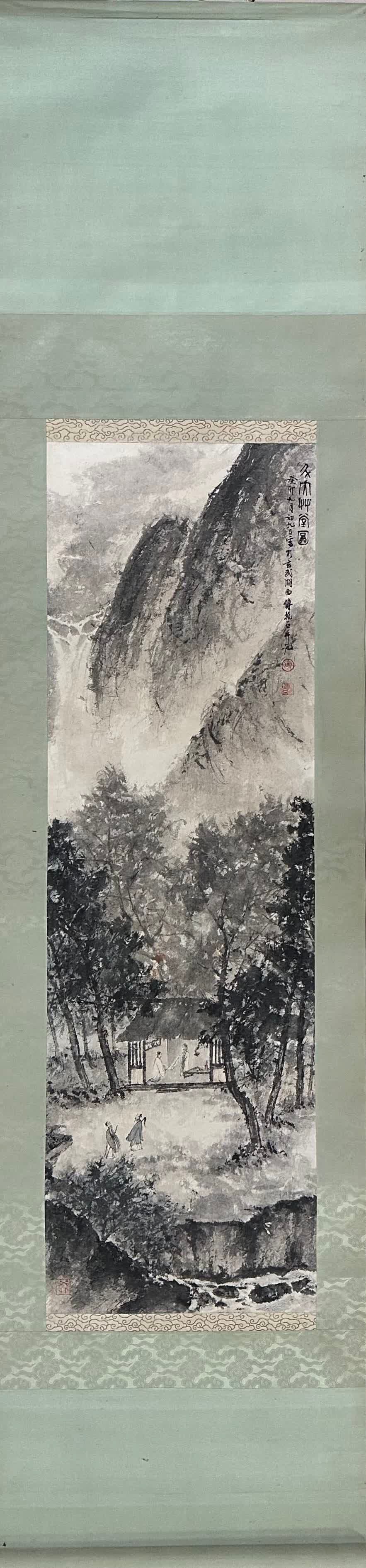 A landscape map of Fu Baoshi: Fu Baoshi's landscape painting SIZE: Core 116x36cm (The Dimensions Of All Batches Are Manually Measured.If You Need More Detailed Information, Please Contact Our Customer Service Before Bidding.)