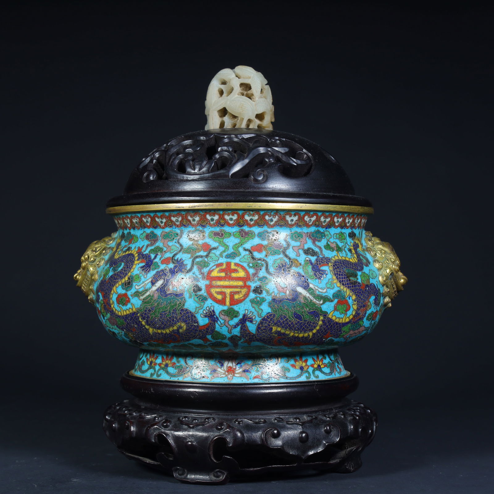 A Qing Dynasty (Qianlong period) copper tire cloisonné enamel (cloisonné) dragon pattern Fushou (1 of 11)