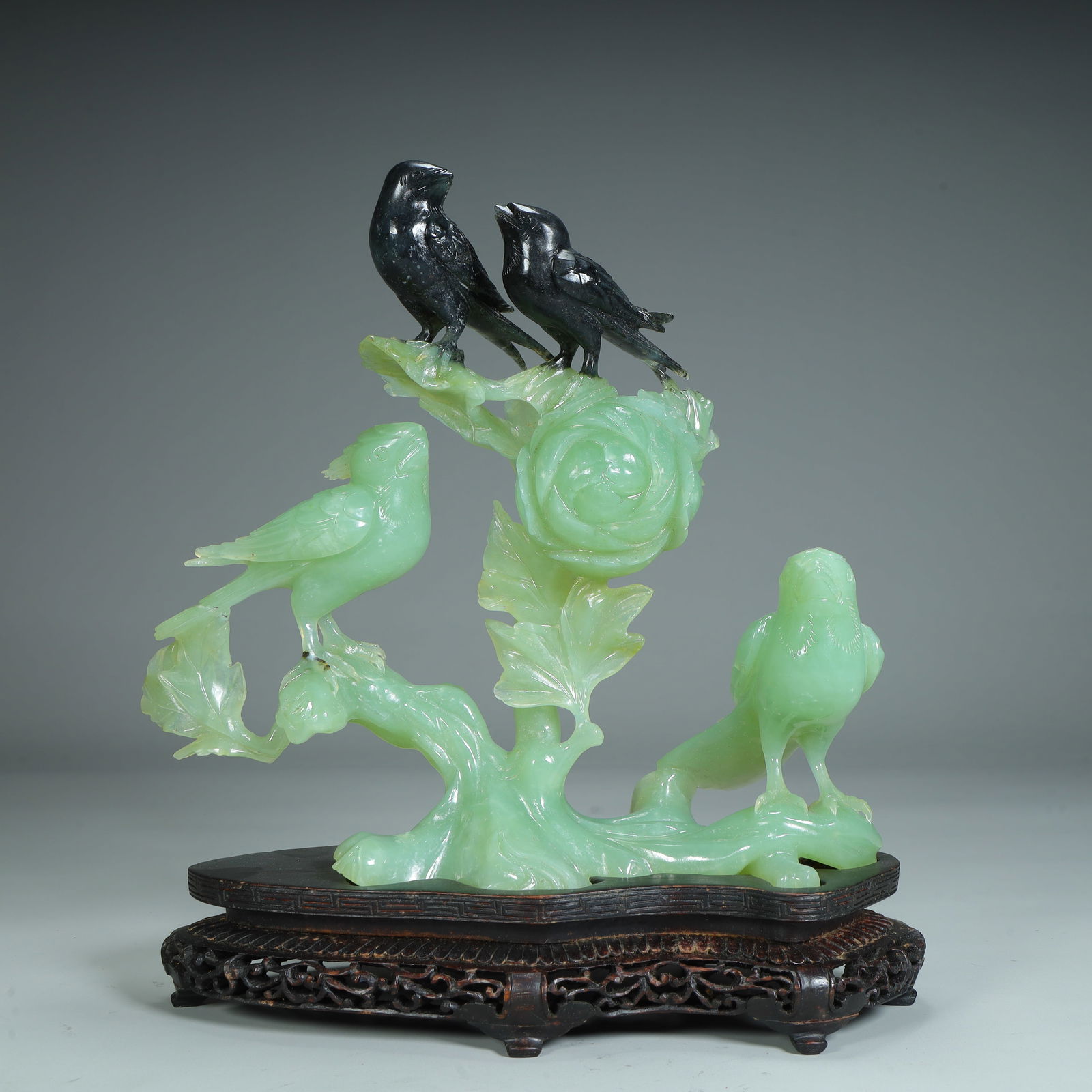 A beautiful and colorful carved flower bird ornament (1 of 11)