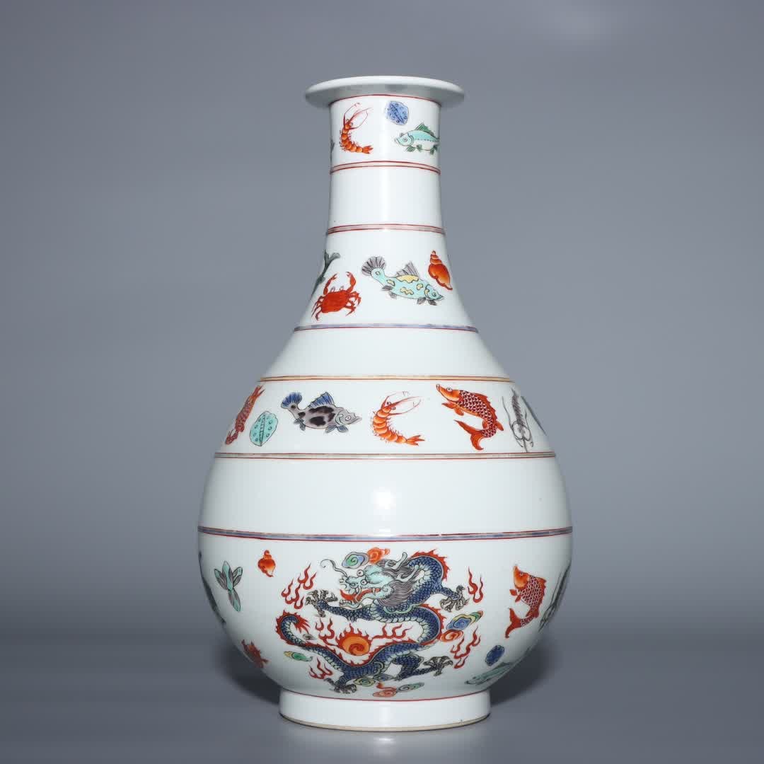 A Qing Qianlong colorful jade pot spring vase (1 of 9)