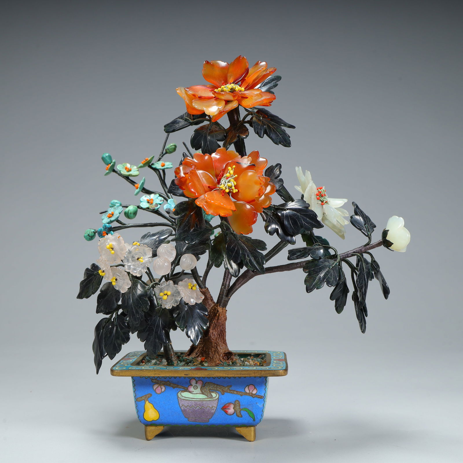 A piece of bronze cloisonné jade flower bonsai in the foreign exchange period (1 of 10)