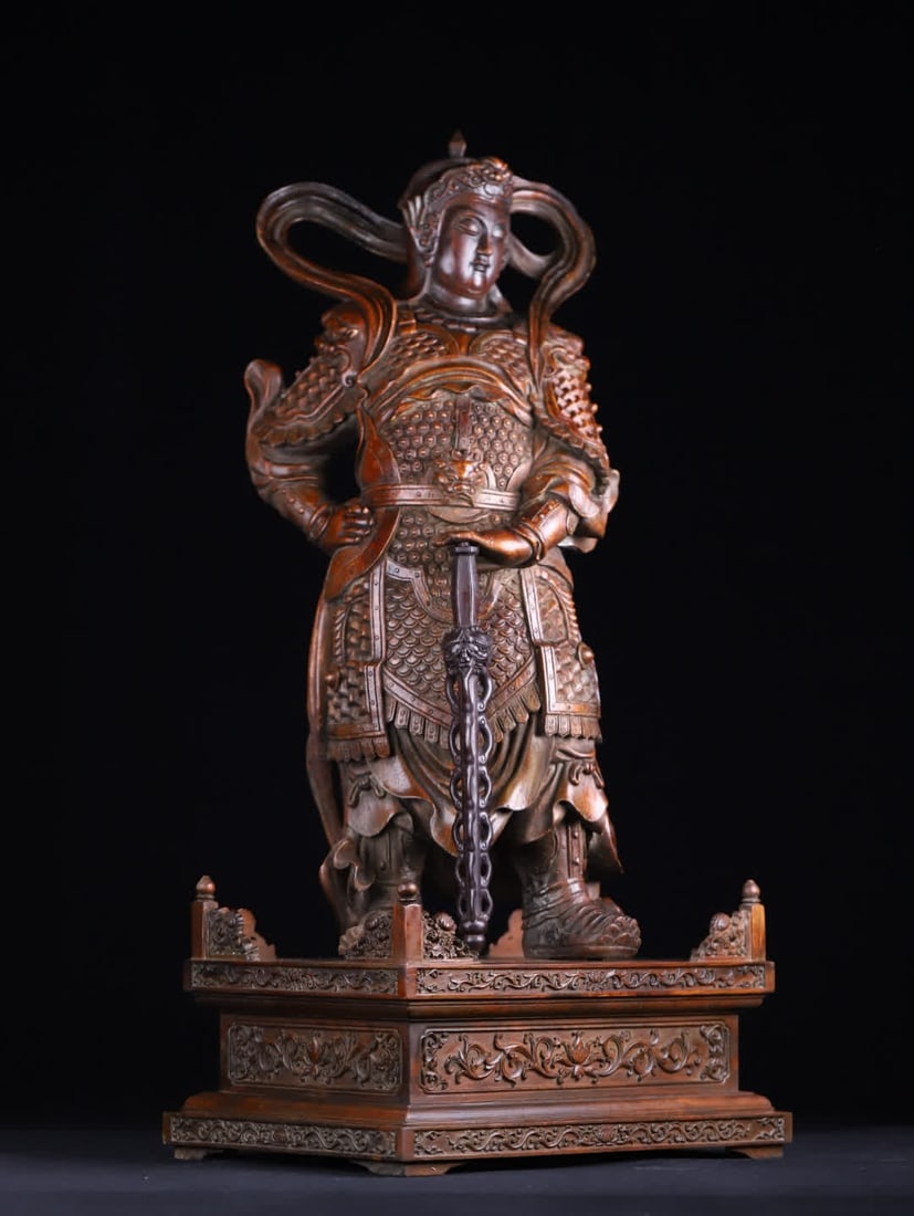 A piece of Qing Dynasty agarwood Vetuo statue wood carving (1 of 9)