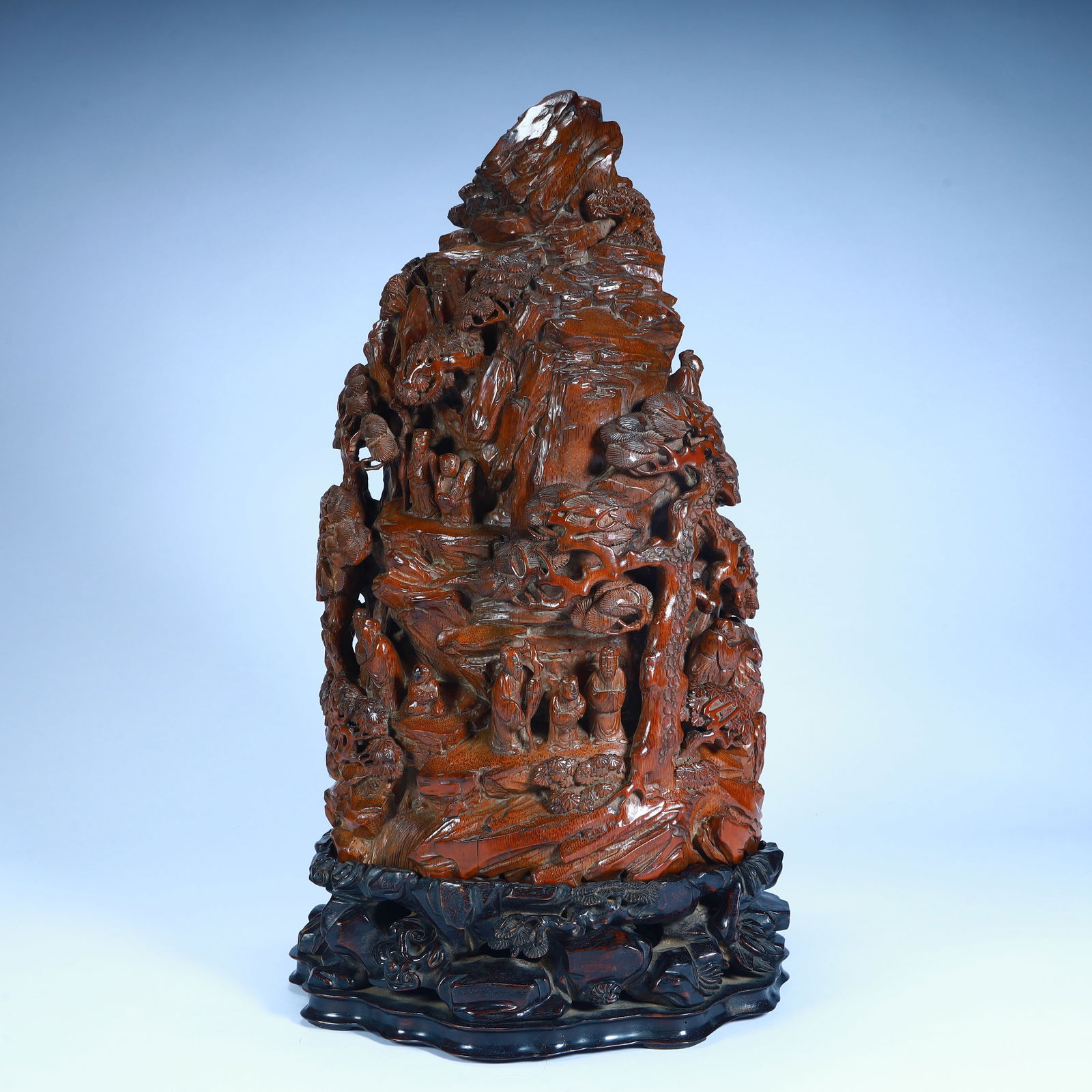 A Qing Dynasty bamboo carved landscape figure mountain ornament (1 of 11)