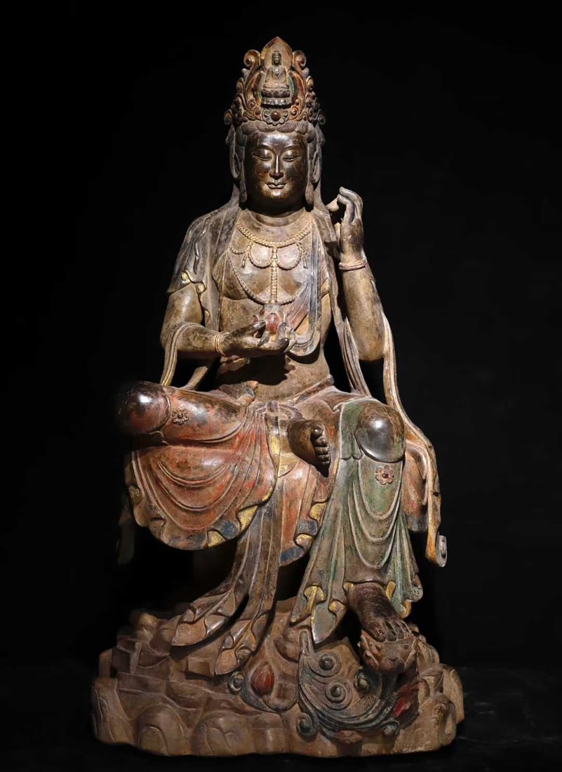 A piece of Song Dynasty bluestone painted Guanyin: The bluestone painting of the Song Dynasty is exquisite and solemn SIZE: H: 120cm W: 68cm thickness 58cm (The Dimensions Of All Batches Are Manually Measured.If You Need More Detailed Information,
