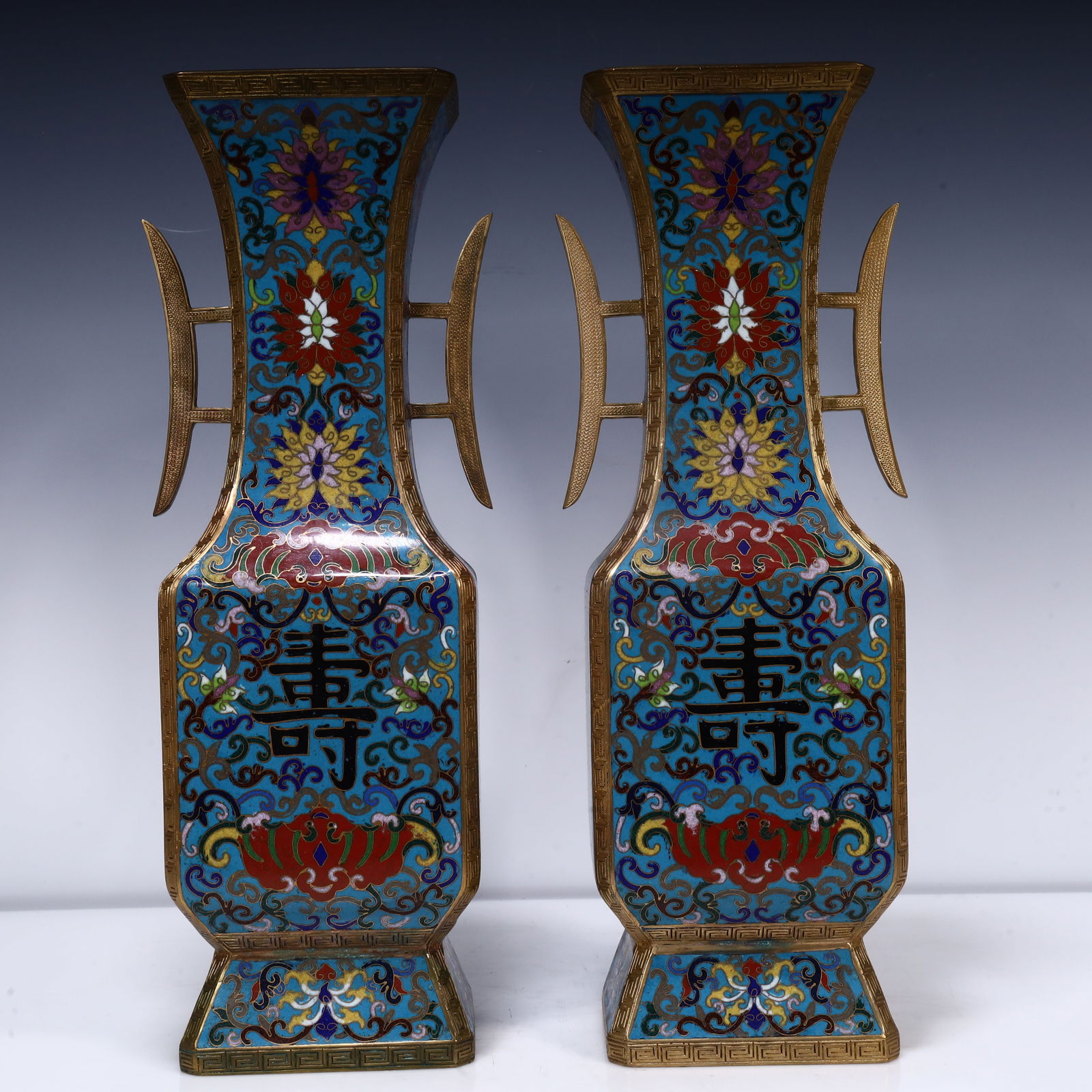 A pair of cloisonné square bottles (1 of 10)