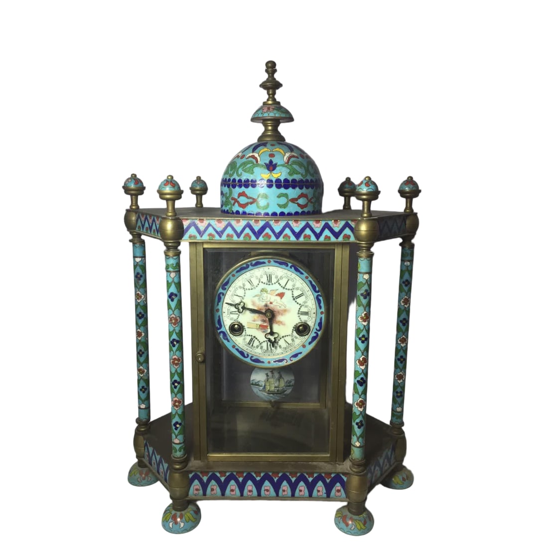 A cloisonné clock from the Qing Dynasty (1 of 9)