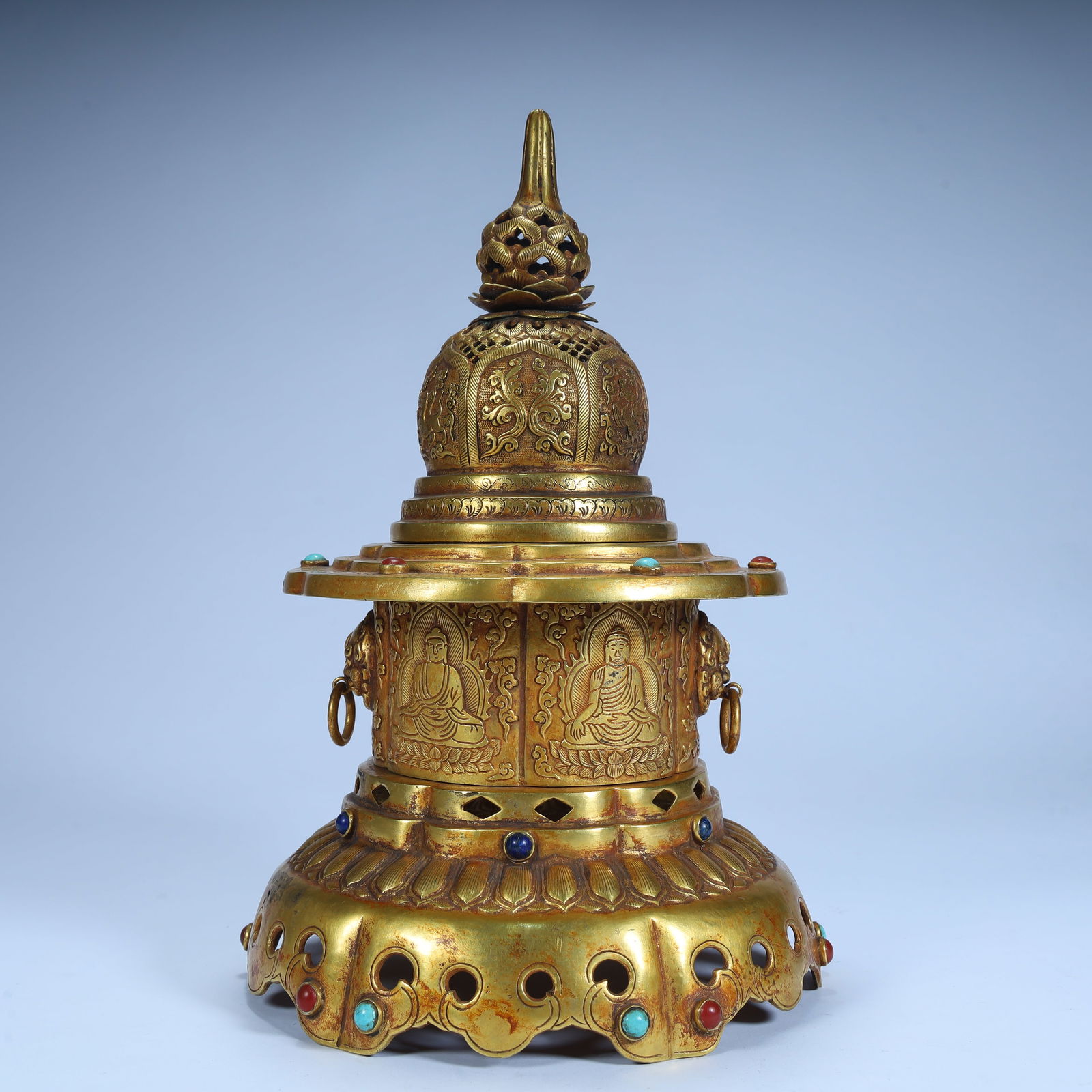 A Qing Dynasty gilded gemstone pagoda (1 of 15)
