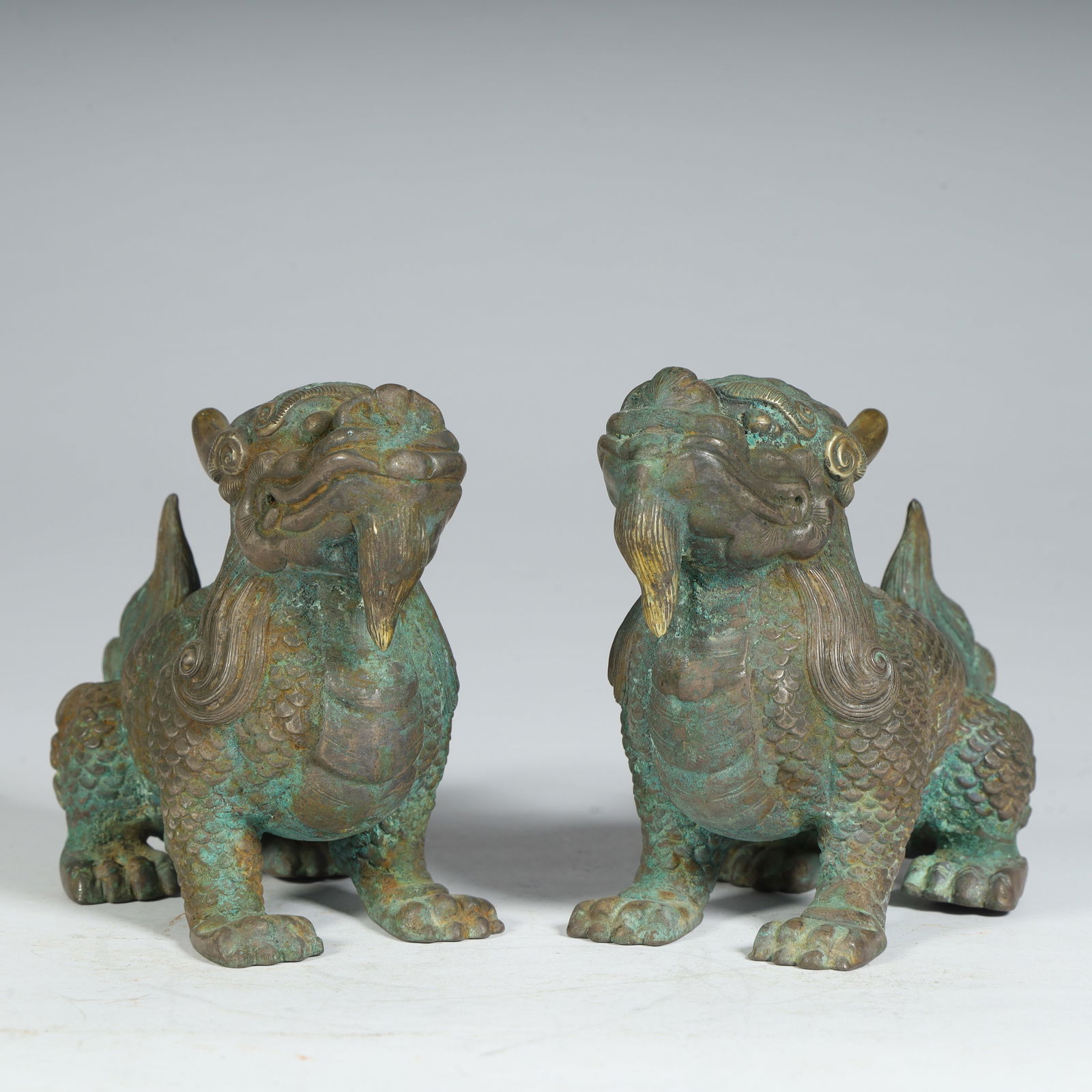 A pair of Qing Dynasty copper gilt unicorn ornaments (1 of 18)