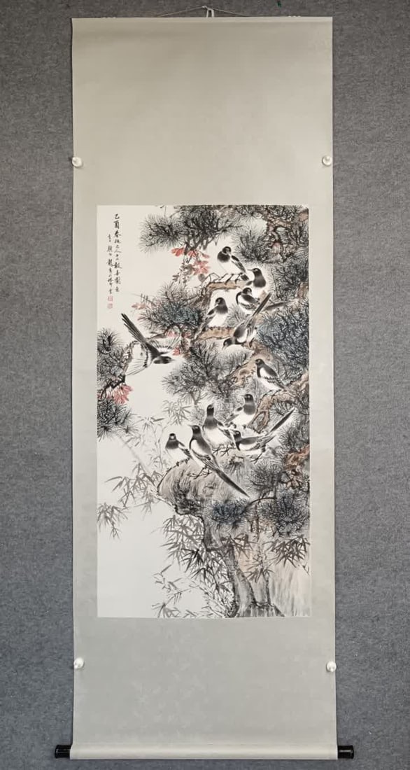 A picture of Yan Bolong's twelve happy pictures: Yan Bolong's twelve happy pictures SIZE: Core 65x125cm (vertical axis) (The Dimensions Of All Batches Are Manually Measured.If You Need More Detailed Information, Please Contact Our Customer Service