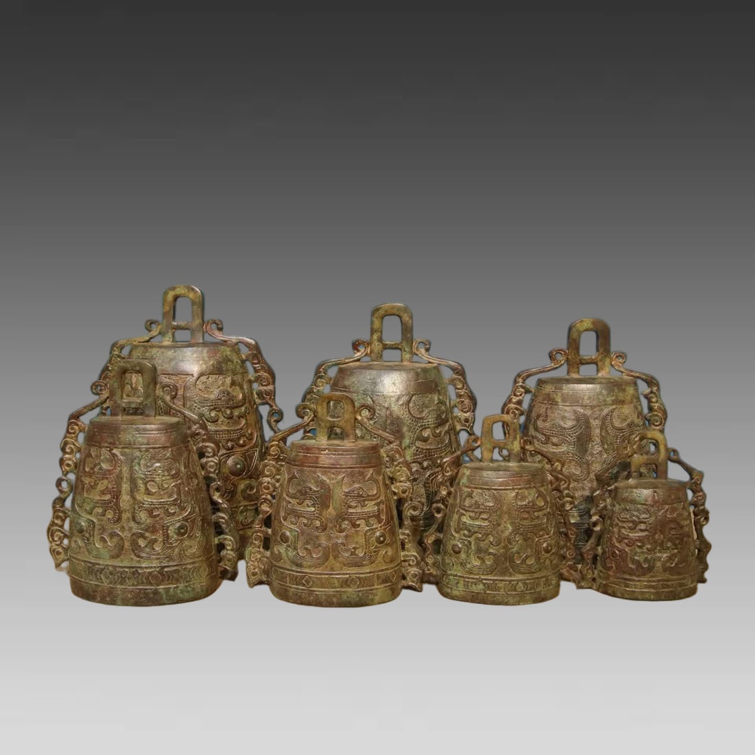 A set of Han Dynasty bronzes - chimes (seven) (1 of 9)