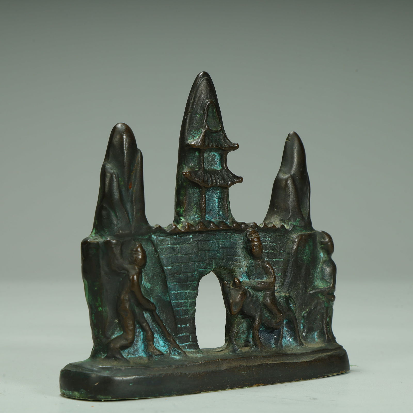 A copper landscape character pattern pen holder - 4