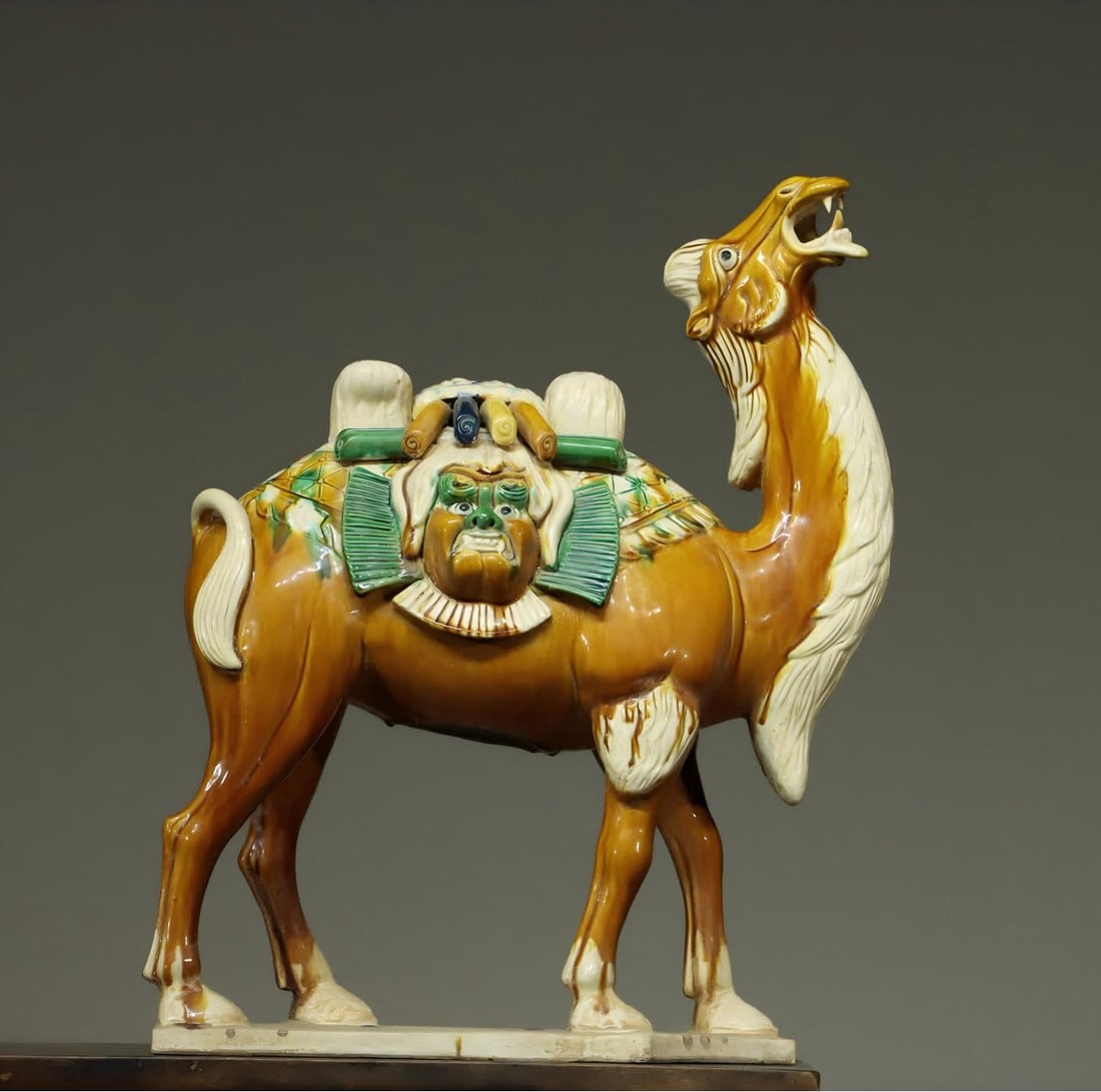 A Tang Sancai camel: Tang Sancai camel SIZE: H: Approx. 30cm (The Dimensions Of All Batches Are Manually Measured.If You Need More Detailed Information, Please Contact Our Customer Service Before Bidding.)