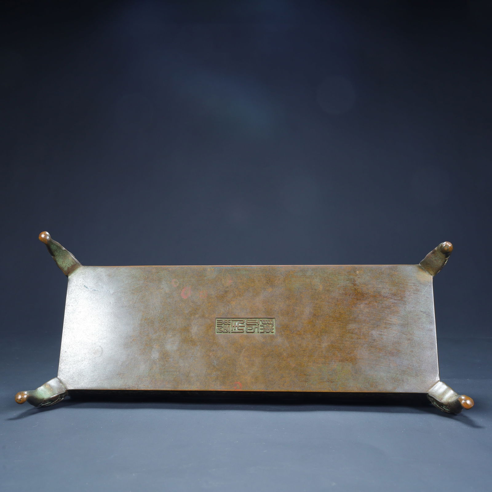 A Qing Dynasty copper tire dragon pattern rectangular smoker - 9