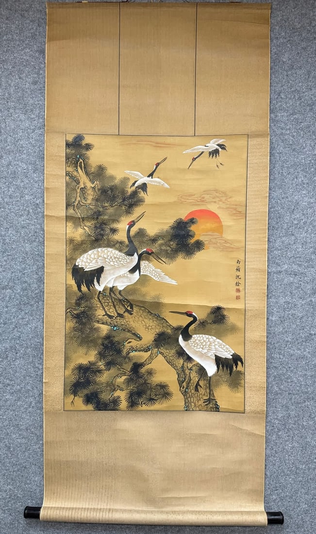 A picture of Shen Quan's pine crane: Shen Quan's pine crane picture SIZE: Painting Core72x50cm (The Dimensions Of All Batches Are Manually Measured.If You Need More Detailed Information, Please Contact Our Customer Service Before Bidding