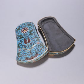A Qing Dynasty copper gilt cloisonné set of inkstones
