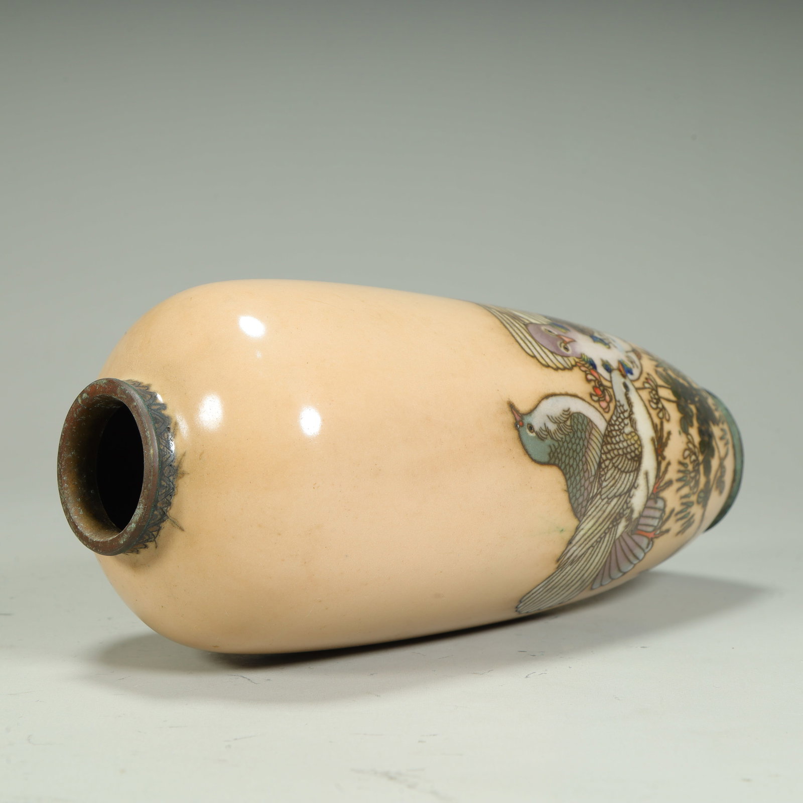 A cloisonné flat dove pattern bottle - 17