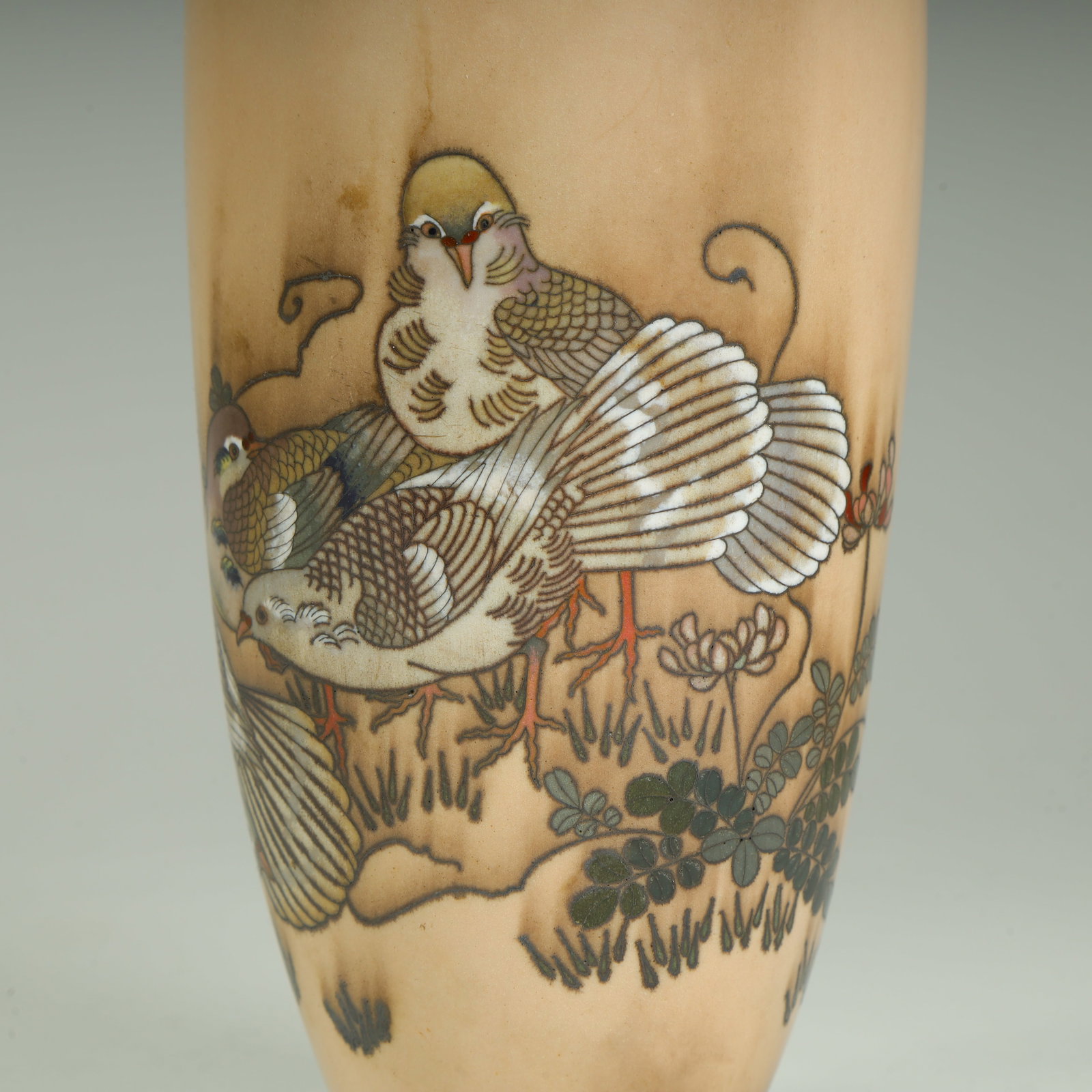 A cloisonné flat dove pattern bottle - 5