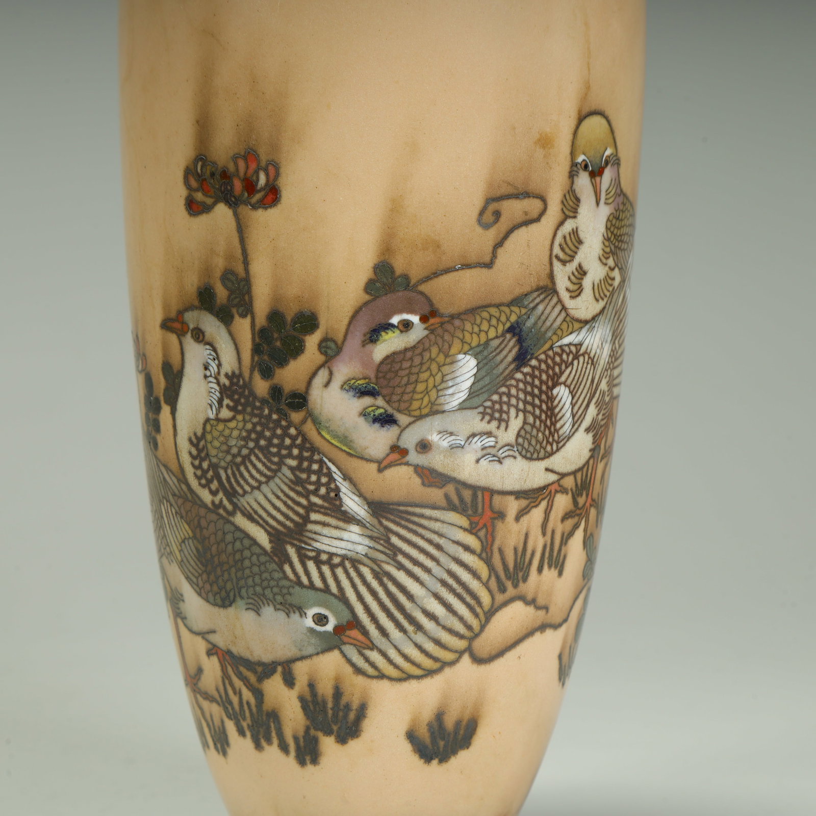 A cloisonné flat dove pattern bottle - 6