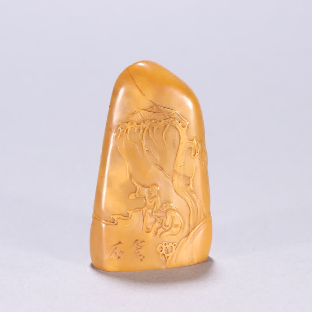 A seal of the Qing Dynasty Tian Huangshi landscape figure: Qing Dynasty Tian Huangshi landscape character seal SIZE: H:6.2cm W:3.7cm W:83g (The Dimensions Of All Batches Are Manually Measured.If You Need More Detailed Information, Please Contact Our Customer