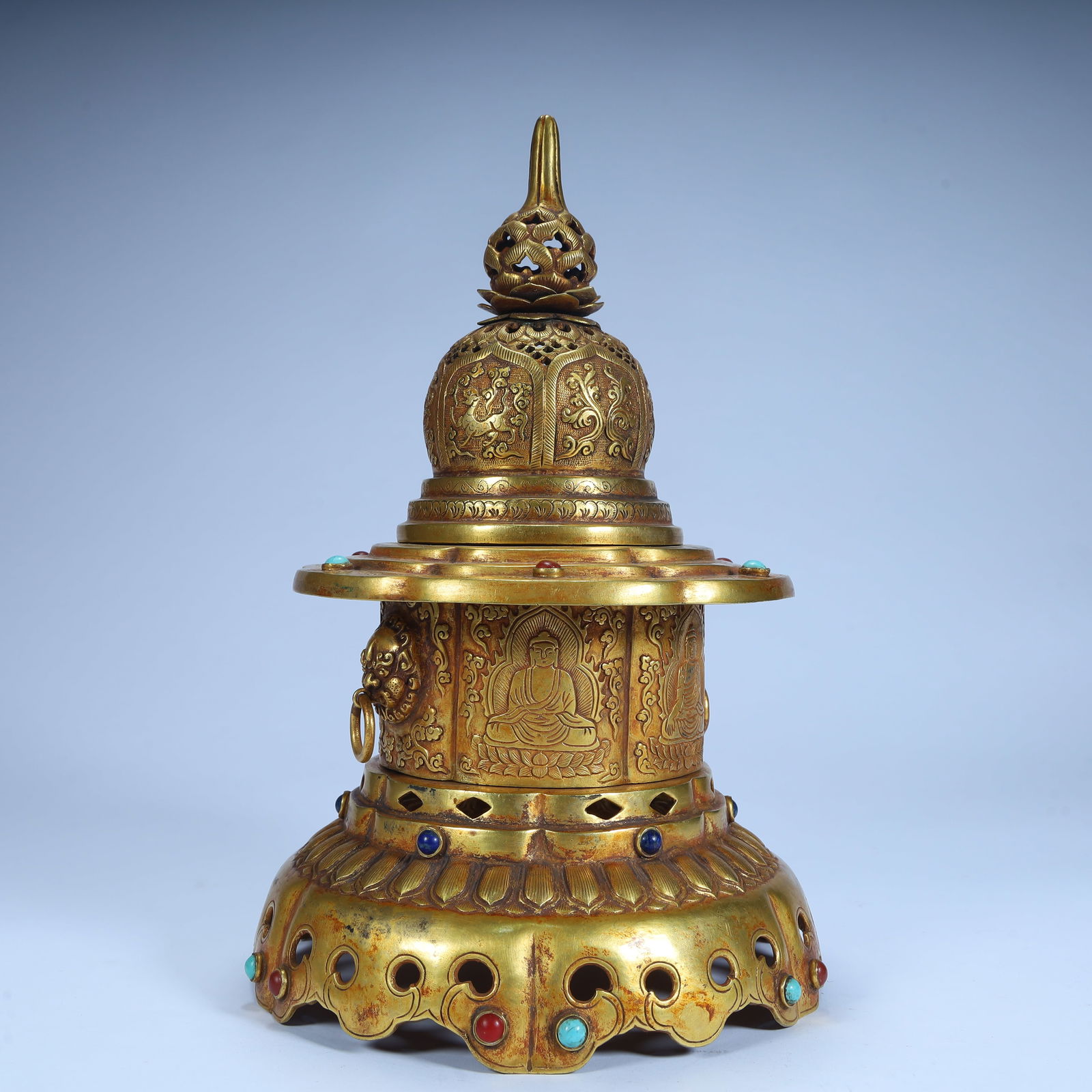 A gilded gemstone stupa - 2