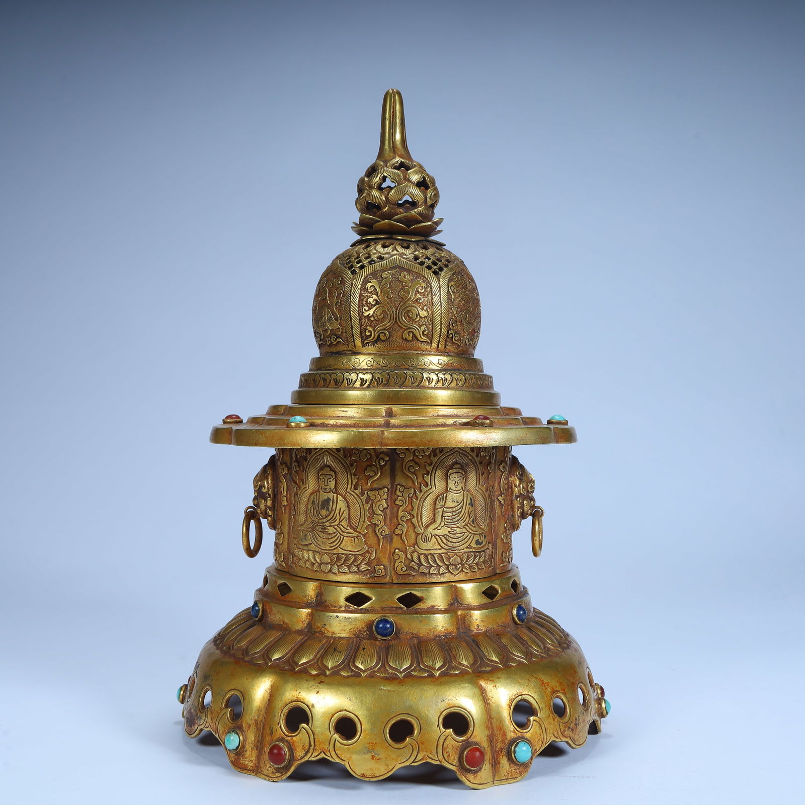 A gilded gemstone stupa - 5