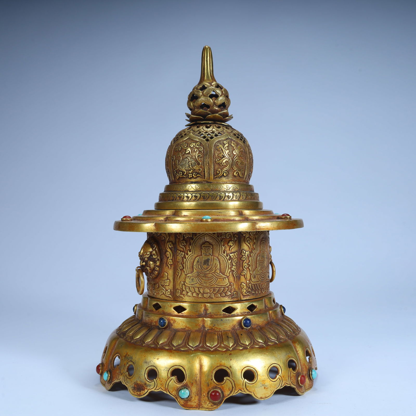 A gilded gemstone stupa - 6
