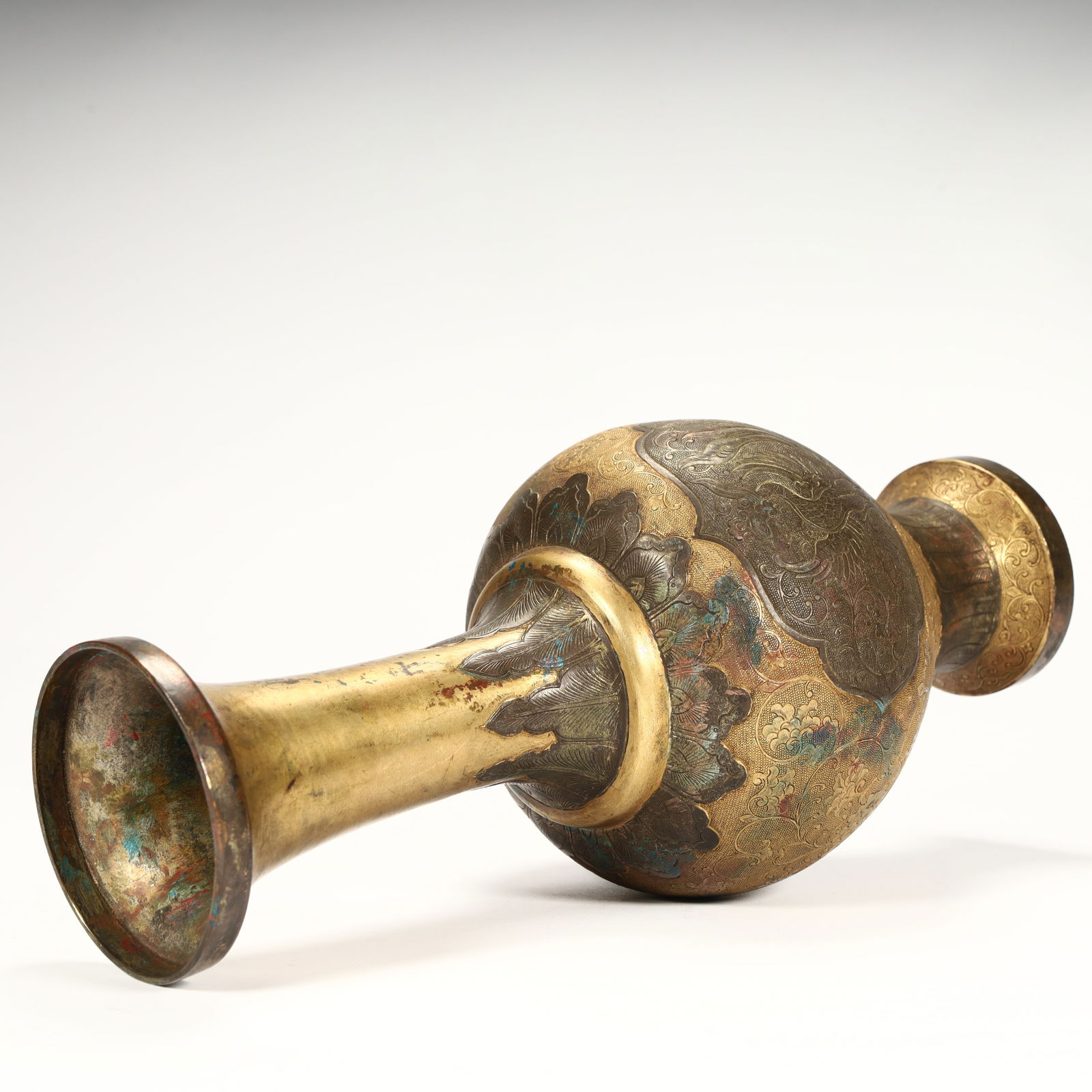 A copper-gilt bottle - 7