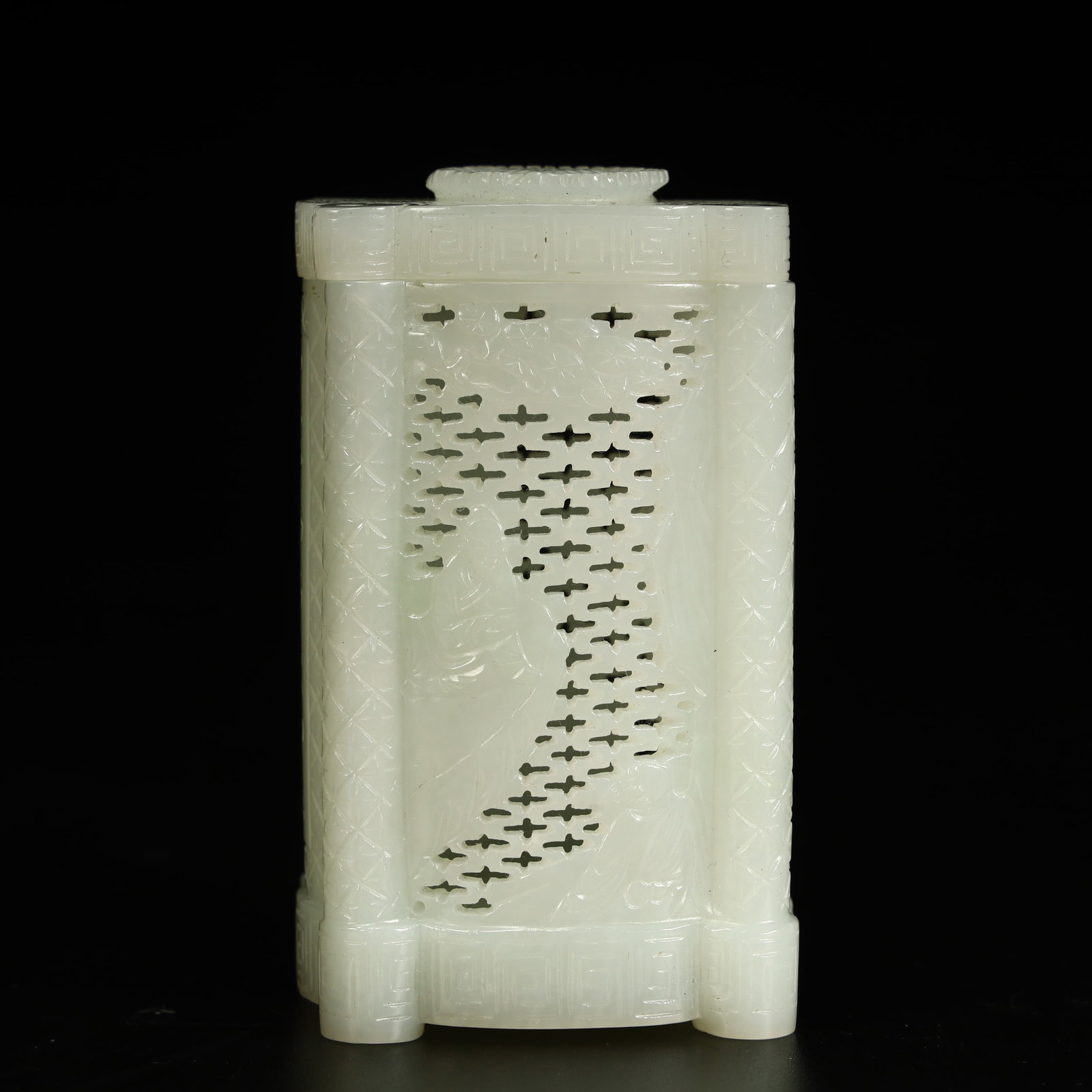 A Qing Dynasty Hetian jade hollow incense tube: Qing Dynasty Hetian jade hollow incense tube SIZE: H:9cm L:5.2cm W:4.3cm W:189g (The Dimensions Of All Batches Are Manually Measured.If You Need More Detailed Information, Please Contact Our Customer