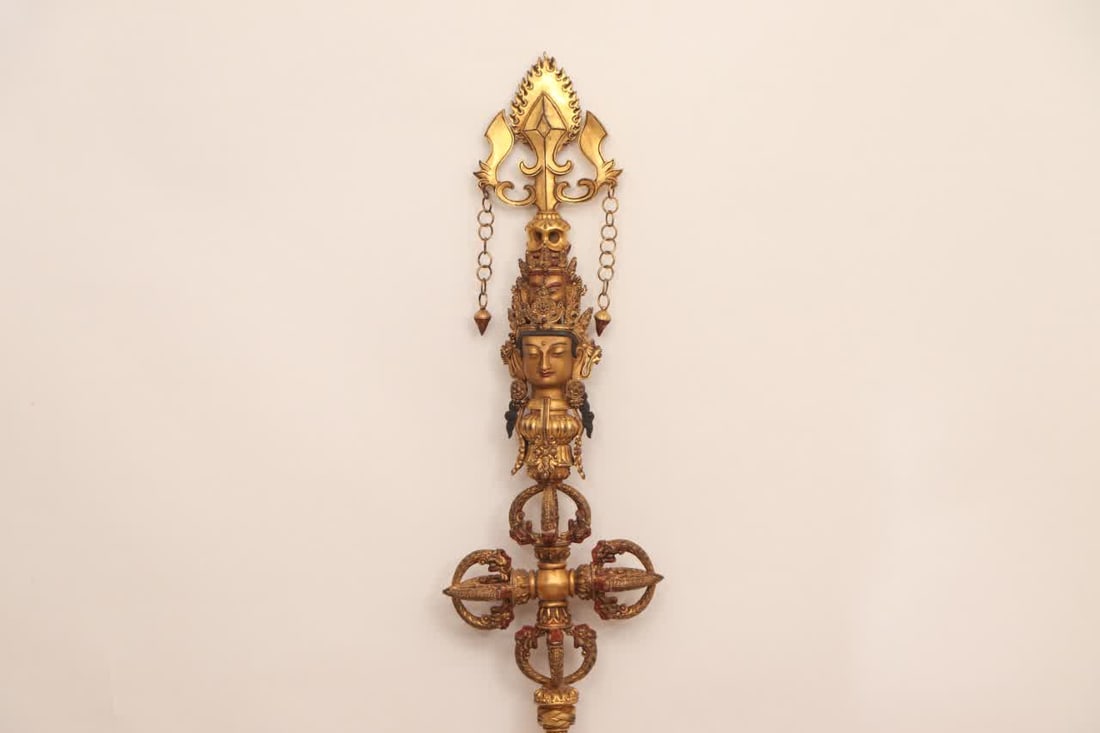 A copper-gilt staff of the Qing Dynasty - 2