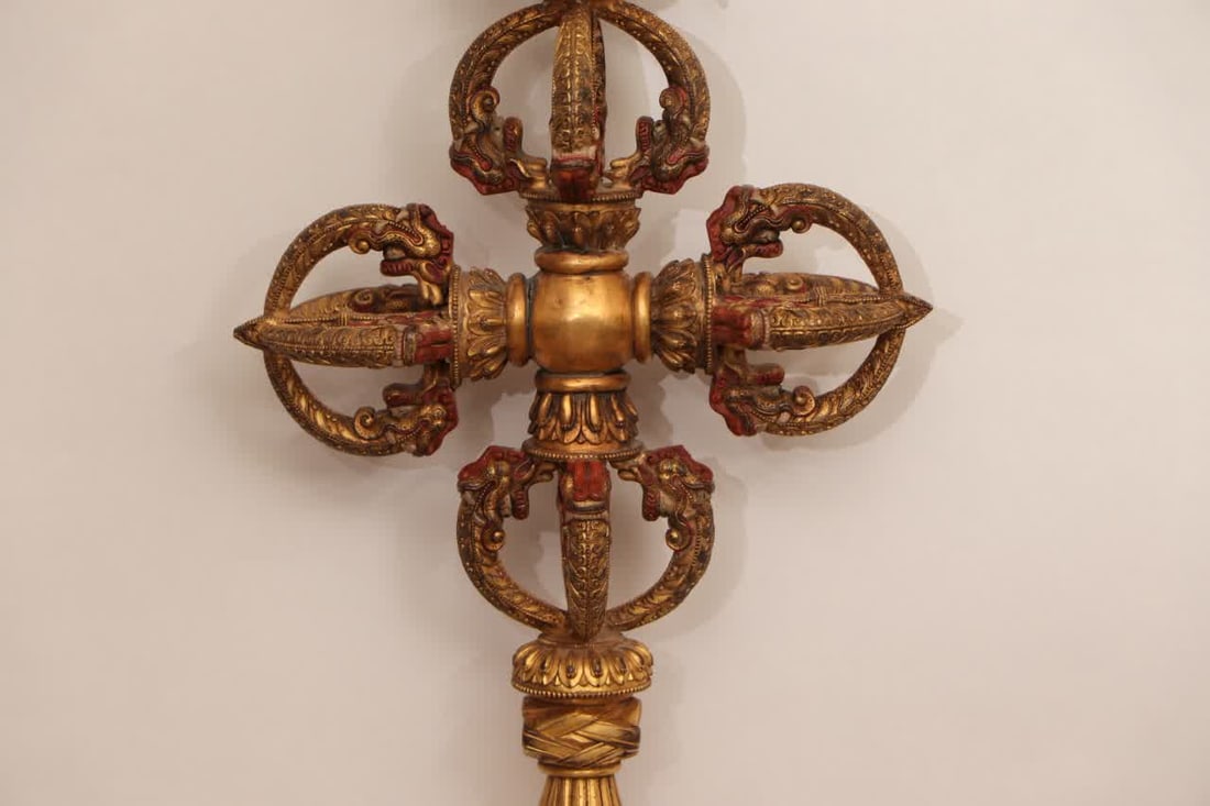 A copper-gilt staff of the Qing Dynasty - 7