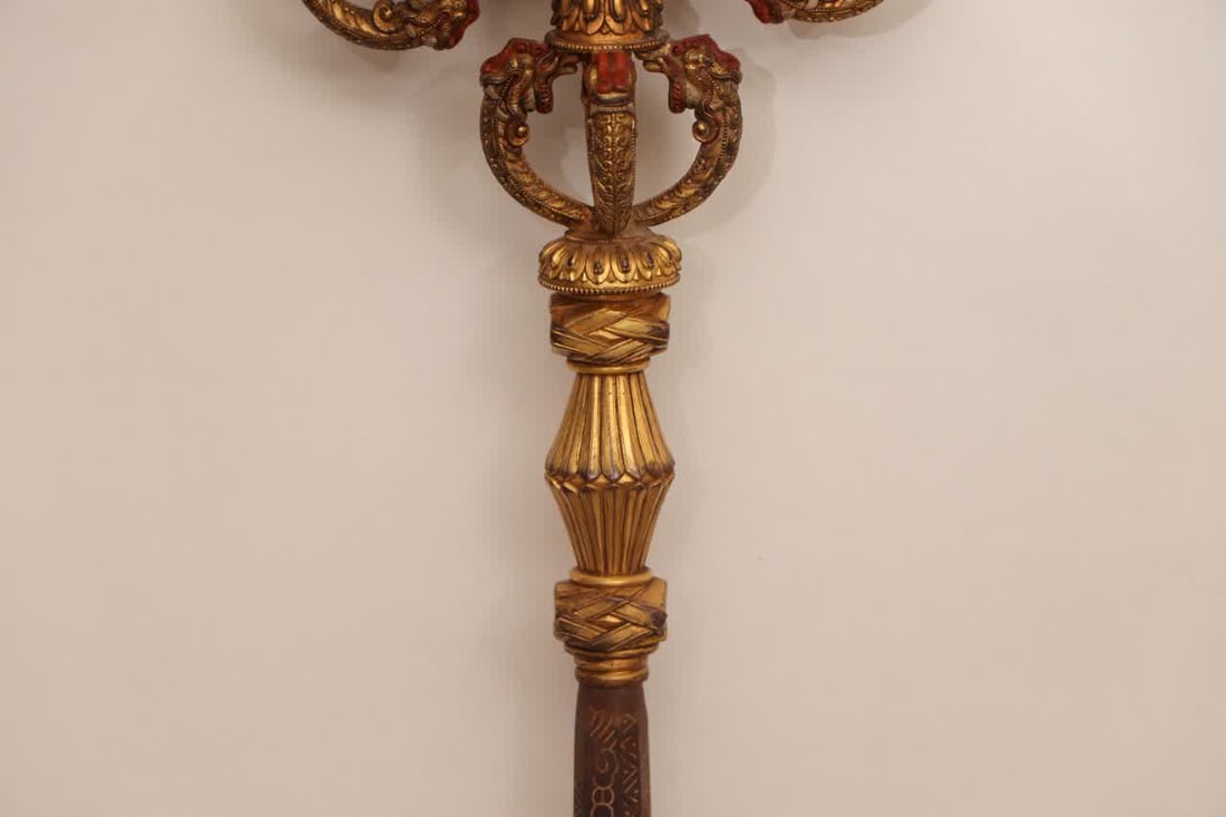 A copper-gilt staff of the Qing Dynasty - 8