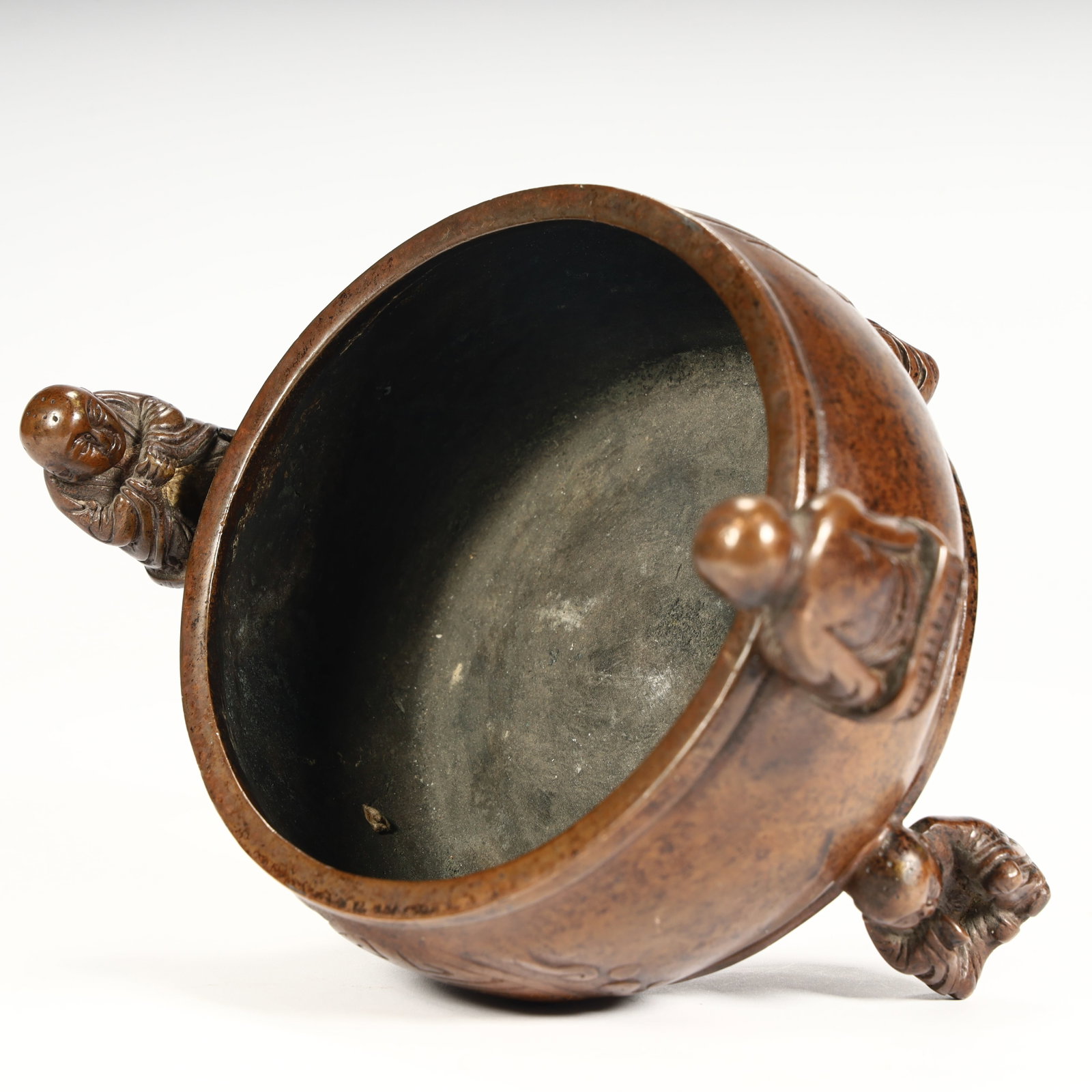 A Qing Dynasty copper boy pattern longevity incense burner - 8