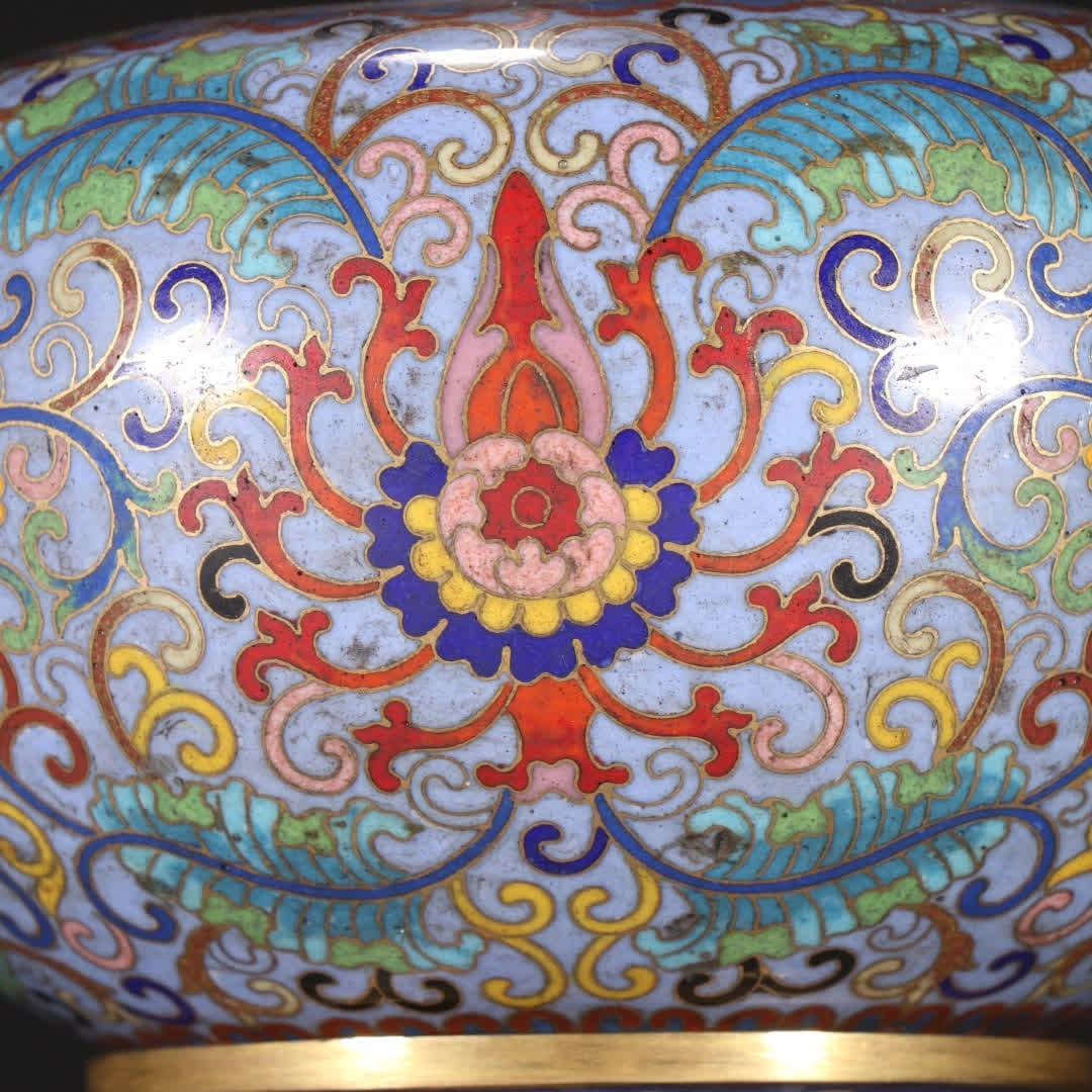 A Qing Dynasty copper-gilt cloisonné binaural incense burner - 6