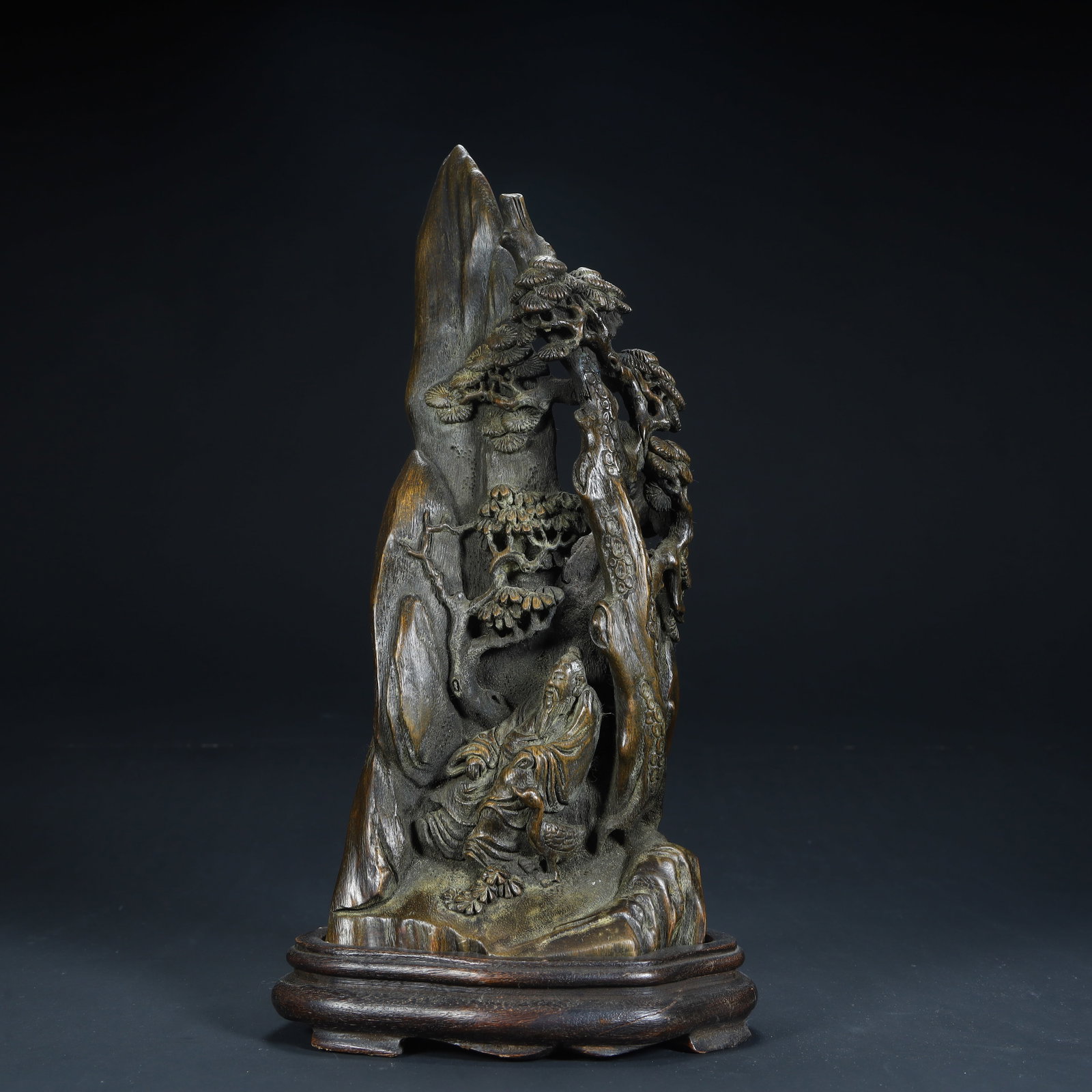 A piece of Qing Dynasty old agarwood character story Shanzi ornament: Qing Dynasty old agarwood character story mountain ornament SIZE: H:24cm L:102cm W:6cm W:183g (The Dimensions Of All Batches Are Manually Measured.If You Need More Detailed Information, Please