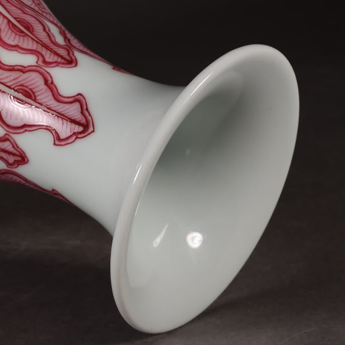 A ruby red double dragon playing pearl jade pot spring vase - 6