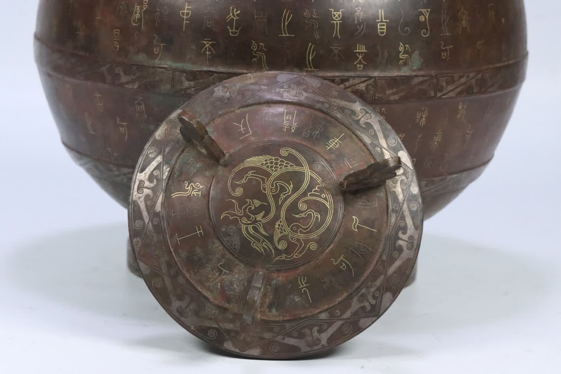 A war Han copper silver amphora - 11