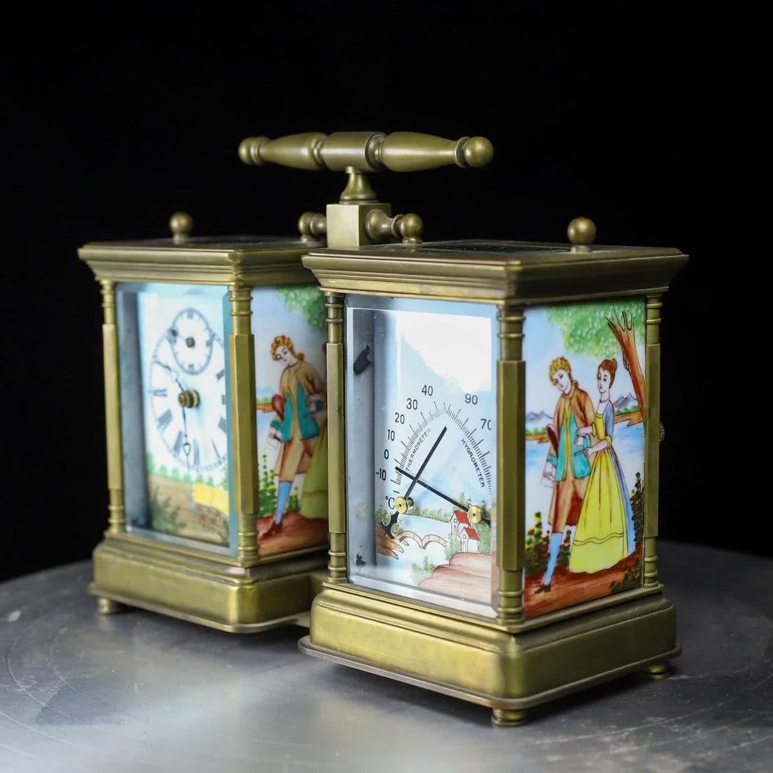 A late Qing double leather case clock - 4