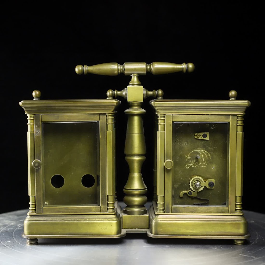 A late Qing double leather case clock - 6