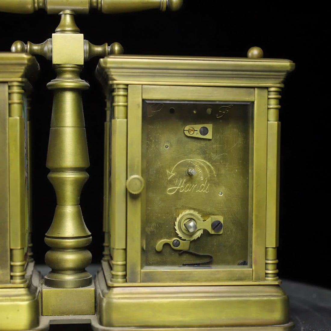 A late Qing double leather case clock - 7