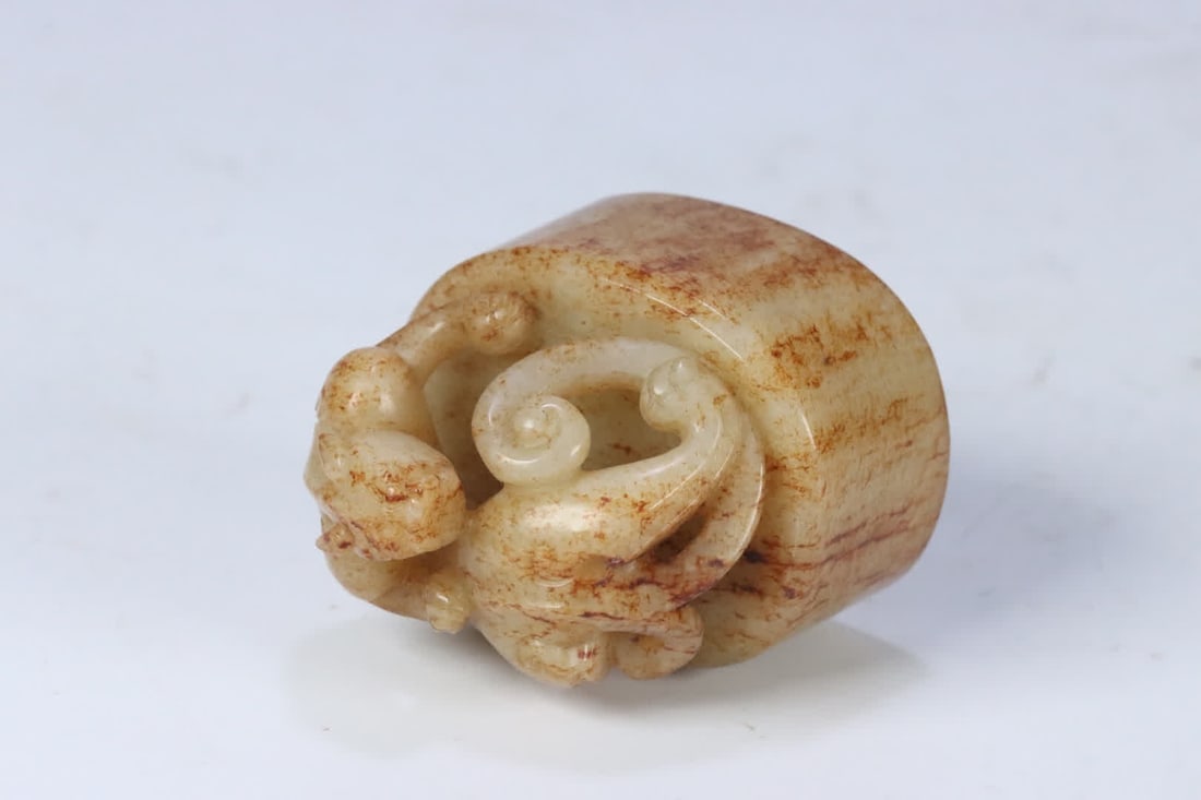 A Hetian jade auspicious beast button seal - 7