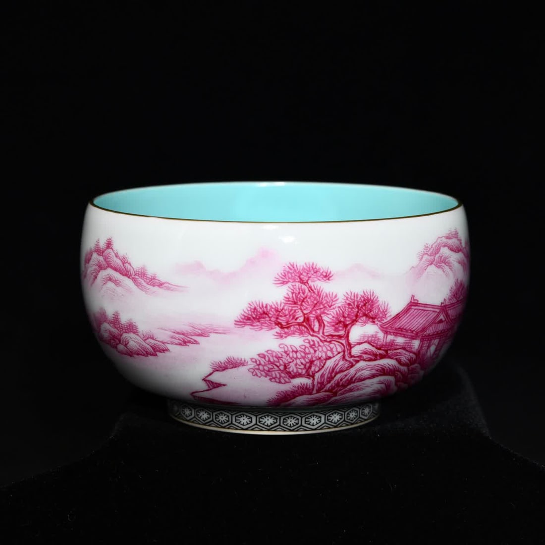 A Qing Qianlong agate red landscape pattern Arhat cup - 2