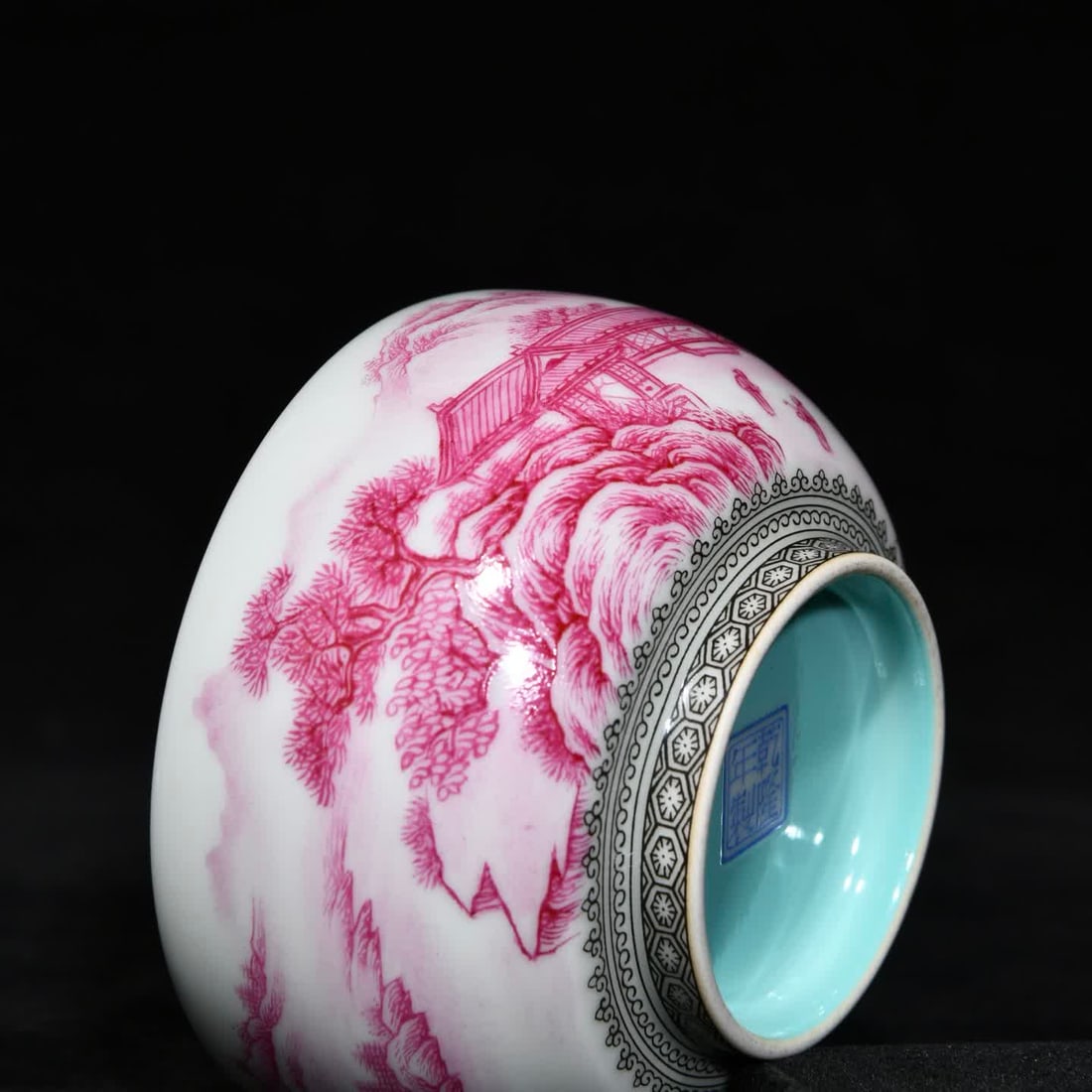 A Qing Qianlong agate red landscape pattern Arhat cup - 6